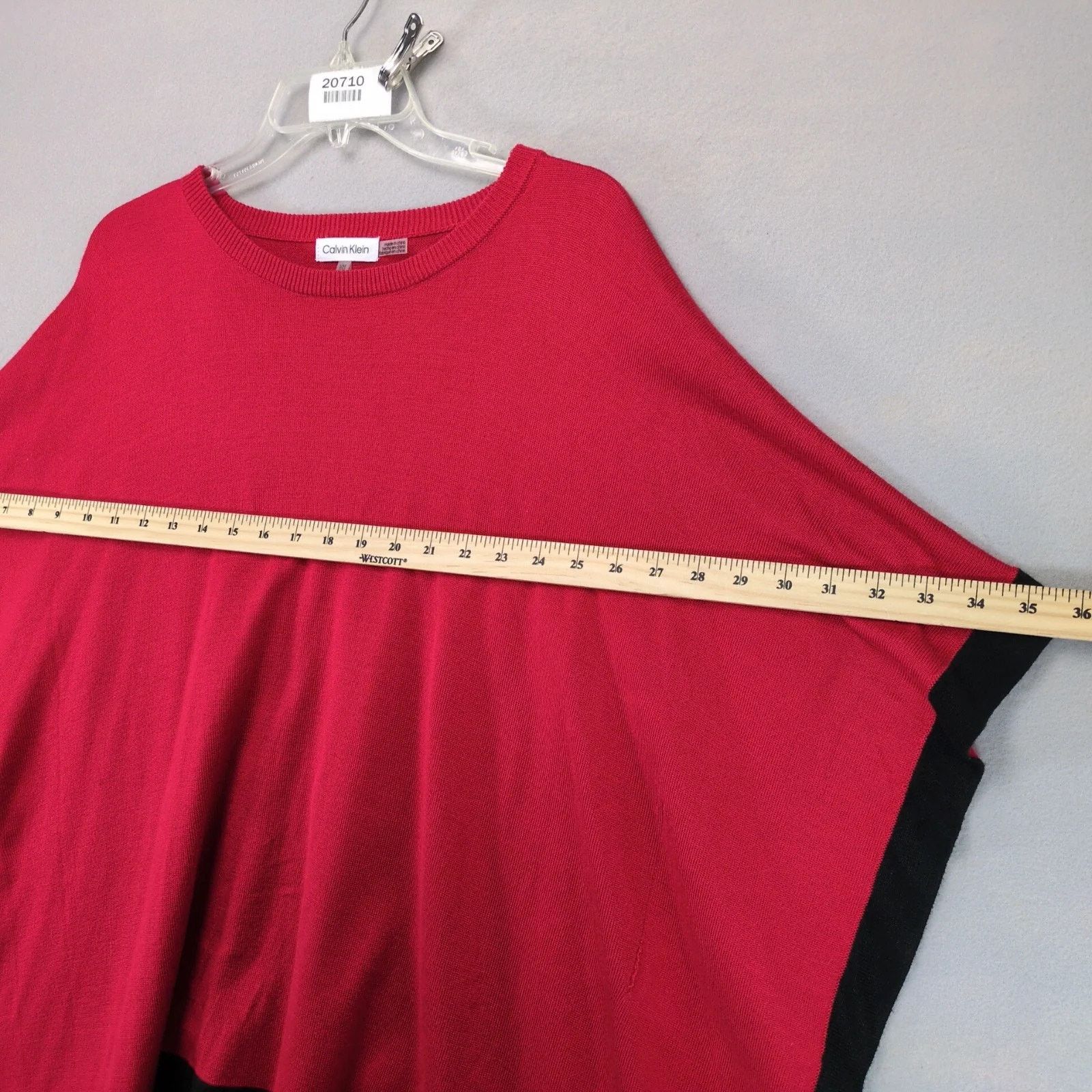 Calvin Klein Calvin Klein Red & Black Soft Knit Poncho Sweater Womens S/M Size M / US 6-8 / IT 42-44 - 5 Thumbnail