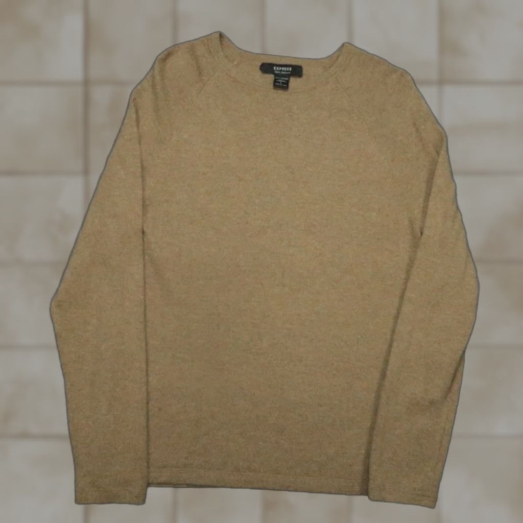 Express Express Sweater Mens Large Brown 100% Cashmere Crew Neck, Pullover, Knit, Regular Fit, Dry Clean Only, Vintage: No Size US L / EU 52-54 / 3 - 1 Thumbnail