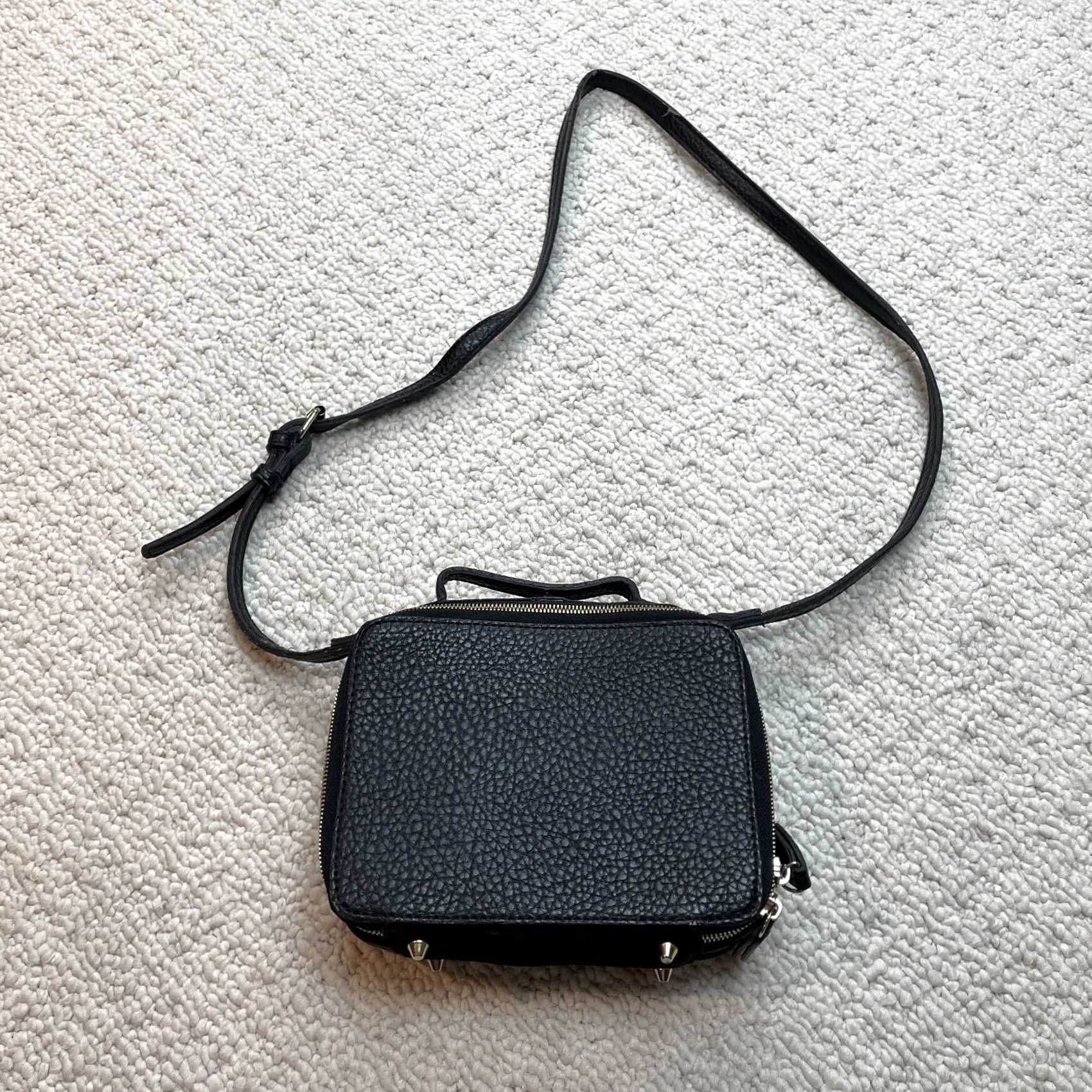 Vintage Street Level Clutch Bag Black PU Leather Shoulder Strap Zip Small Handbag Womens Purse Size ONE SIZE - 2 Thumbnail