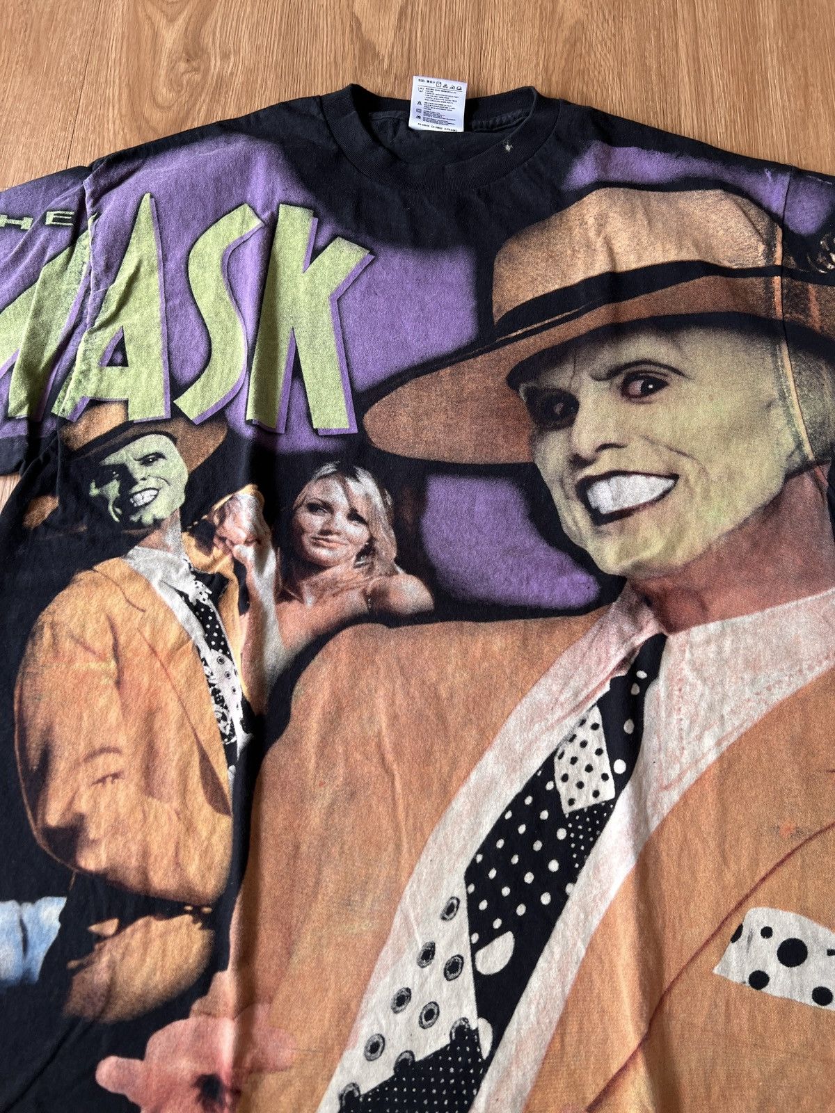 Vintage The Mask Movie Jim carrey all over prints faded black tee Size US XL / EU 56 / 4 - 5 Thumbnail
