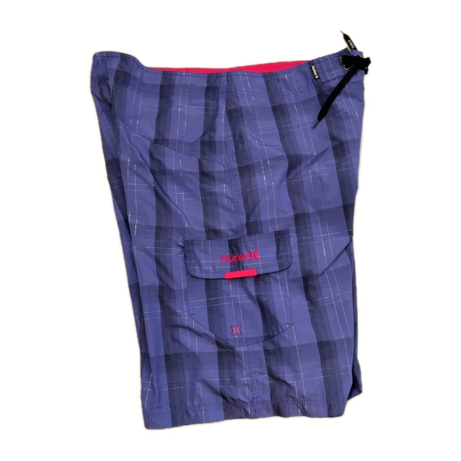 Hurley HURLEY Mens Purple/Gray Plaid Board Shorts Swim Trunk 36 Size US 36 / EU 52 - 4 Thumbnail