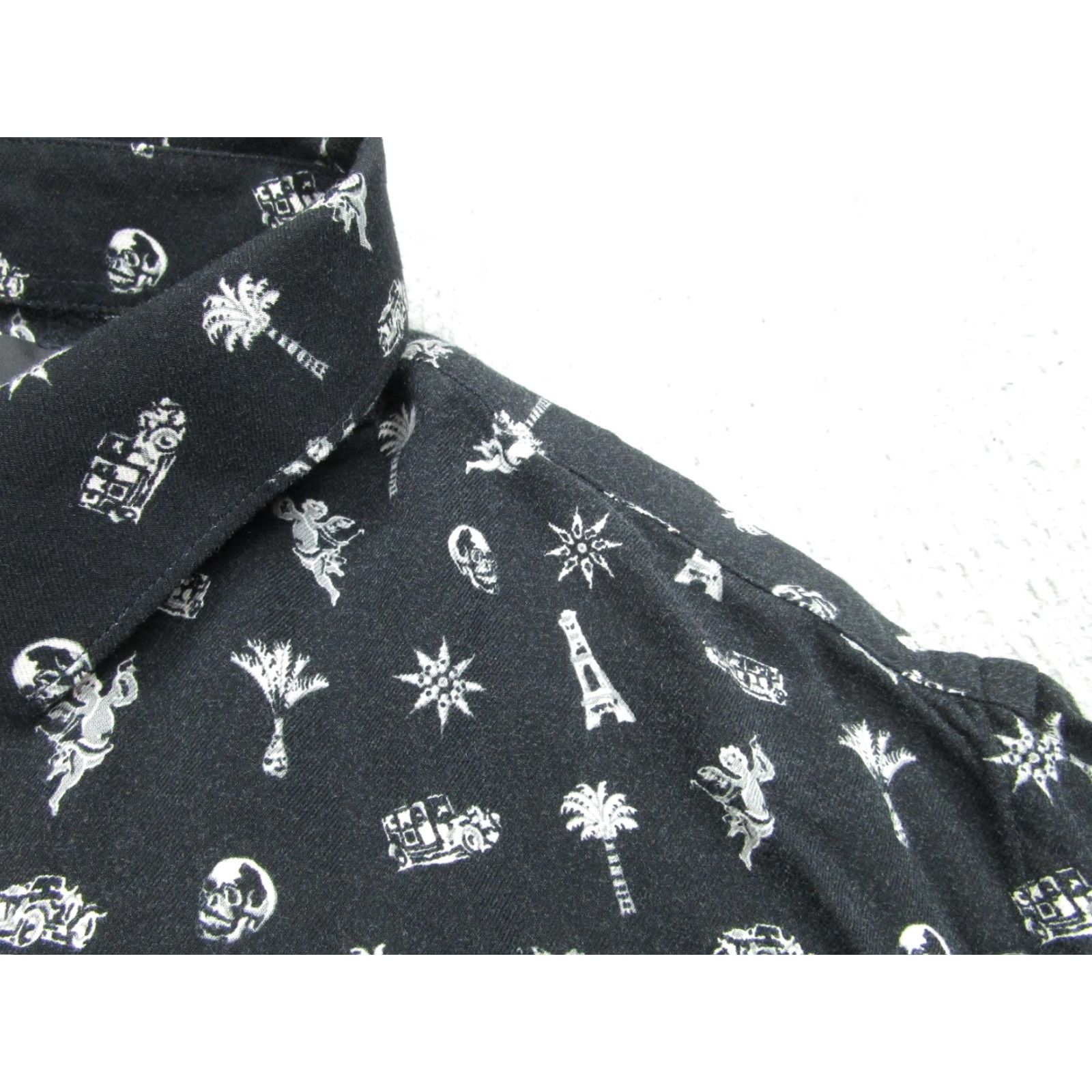 The Kooples The Kooples Shirt Large Black Relaxed Skull City Travel Print Button Front Mens Size US L / EU 52-54 / 3 - 4 Thumbnail