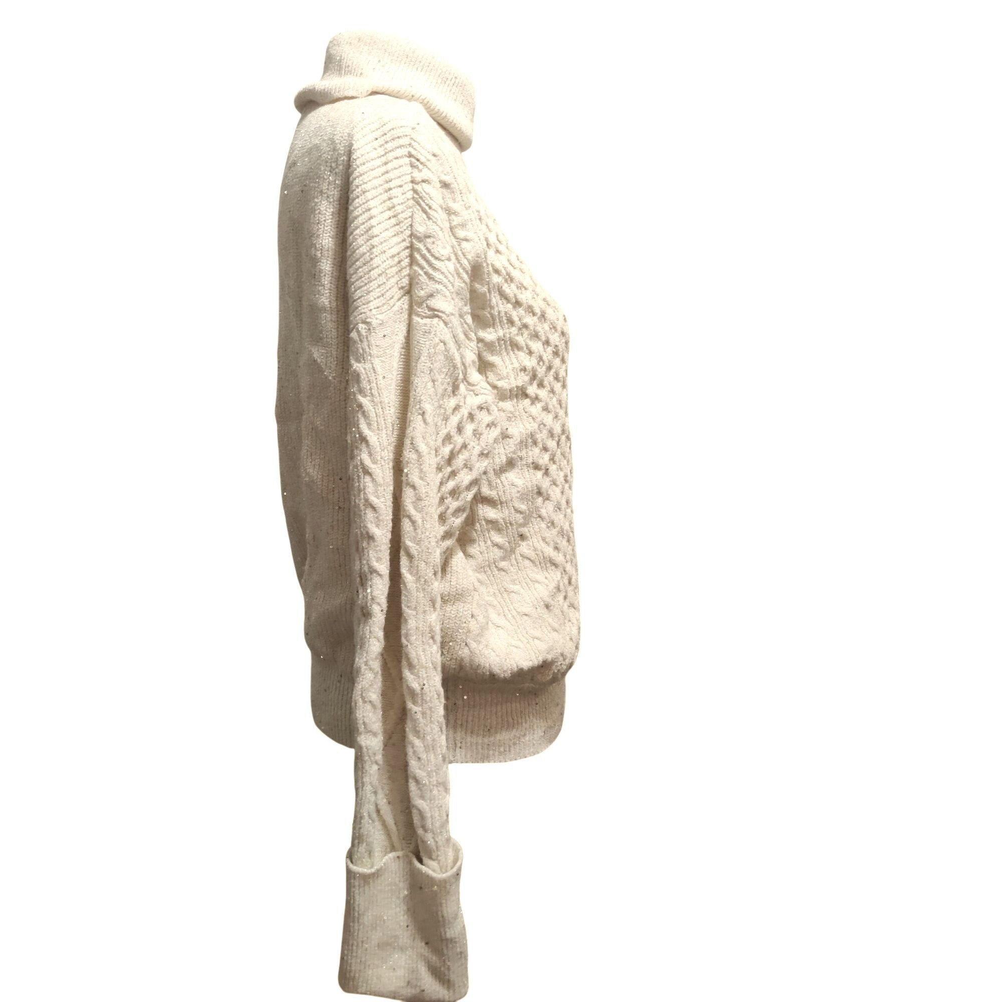 Other Sofia Jeans M Cream Cable Knit Cold Shoulder Turtleneck Swea Size M / US 6-8 / IT 42-44 - 4 Thumbnail