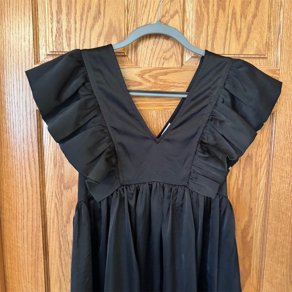 Other Entro Dress Womens Size S Black V-Neck Babydoll Mini Ruffle Size S / US 4 / IT 40 - 2 Thumbnail