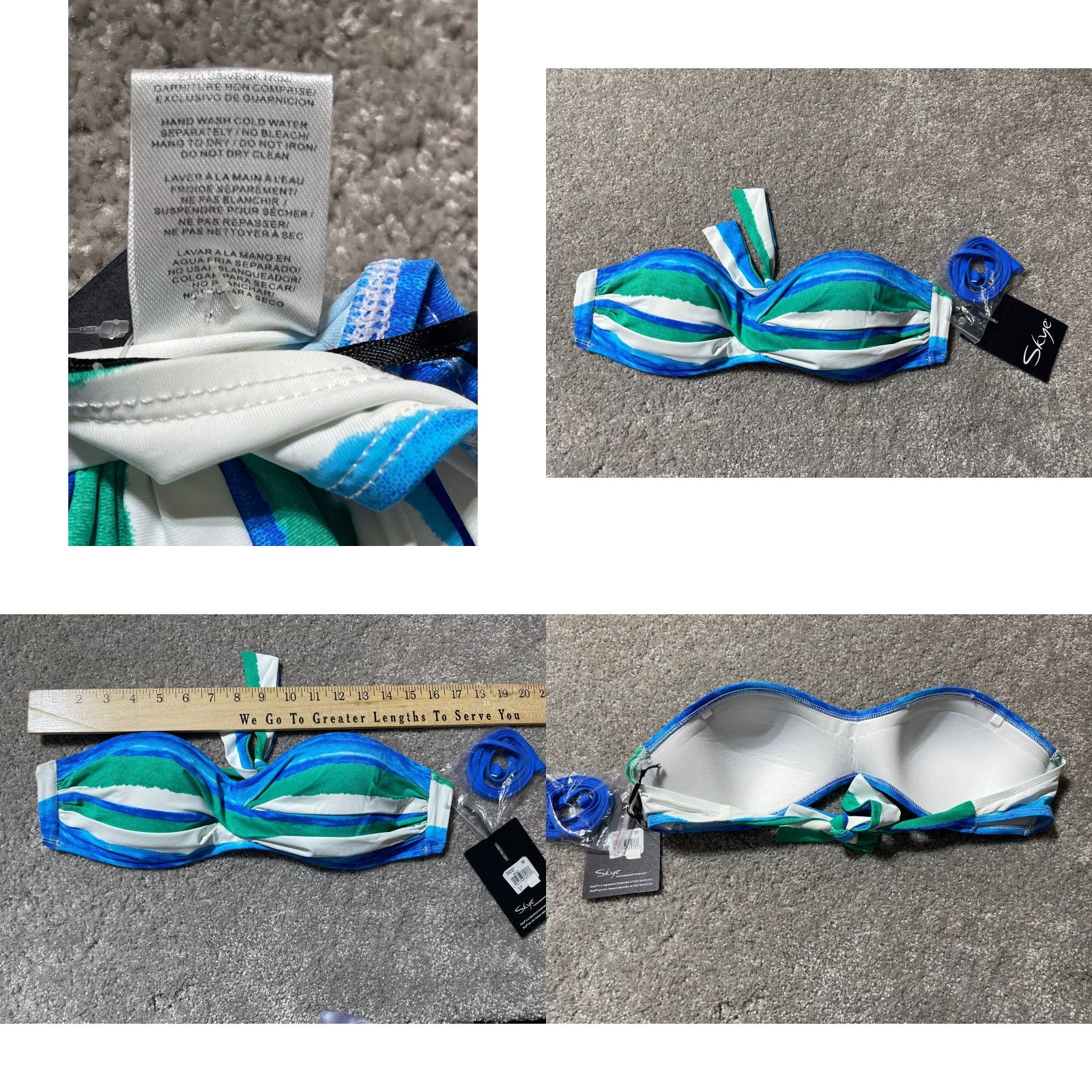 Vintage VINTAGE Skye Swim Bikini Top S Small Retro 60s 70s Coastal Chic Boho Beachy Vacation Surf Womens Blue Top Size S / US 4 / IT 40 - 8 Thumbnail