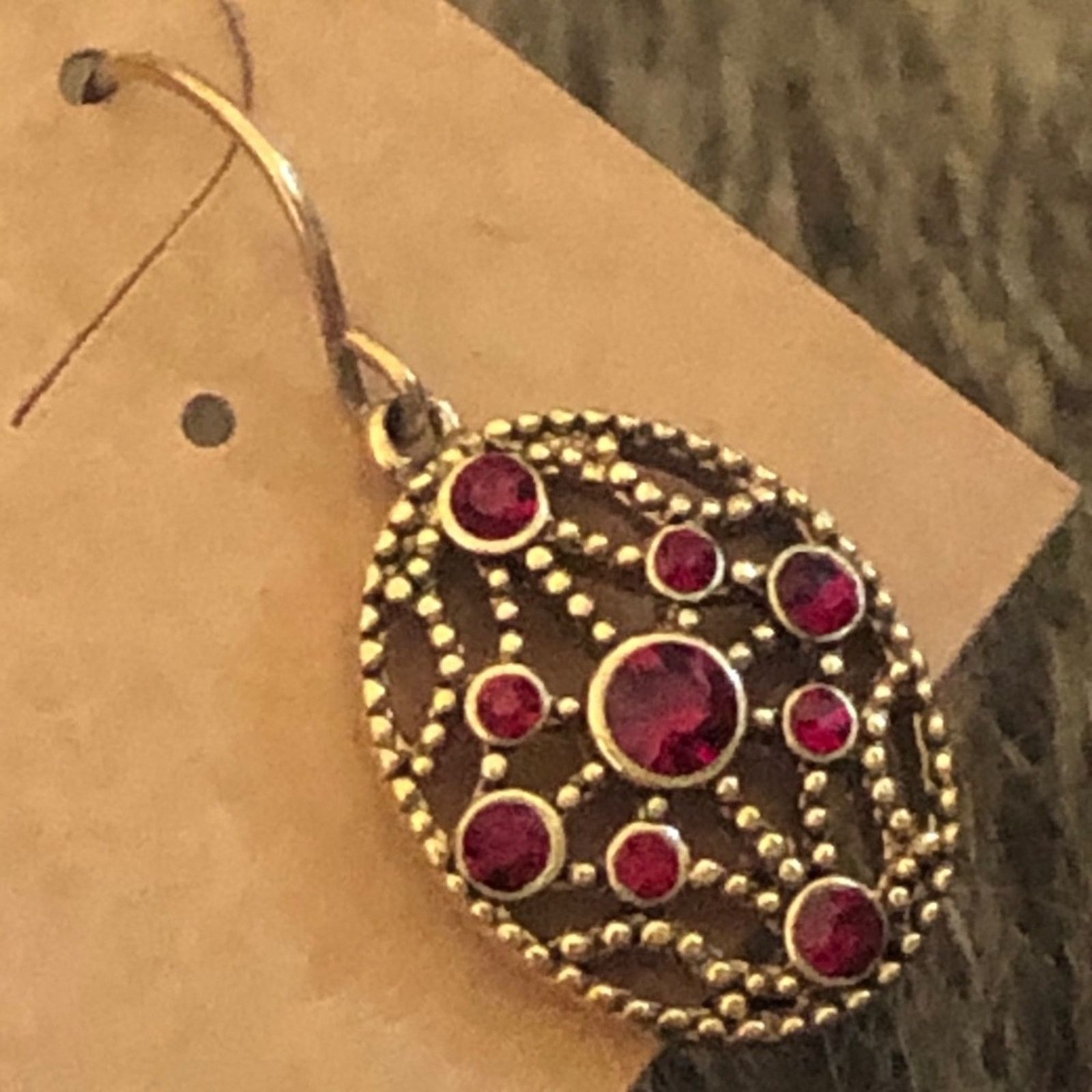 Monet Vintage Monet red stone gold tone drop earrings Size ONE SIZE - 3 Thumbnail