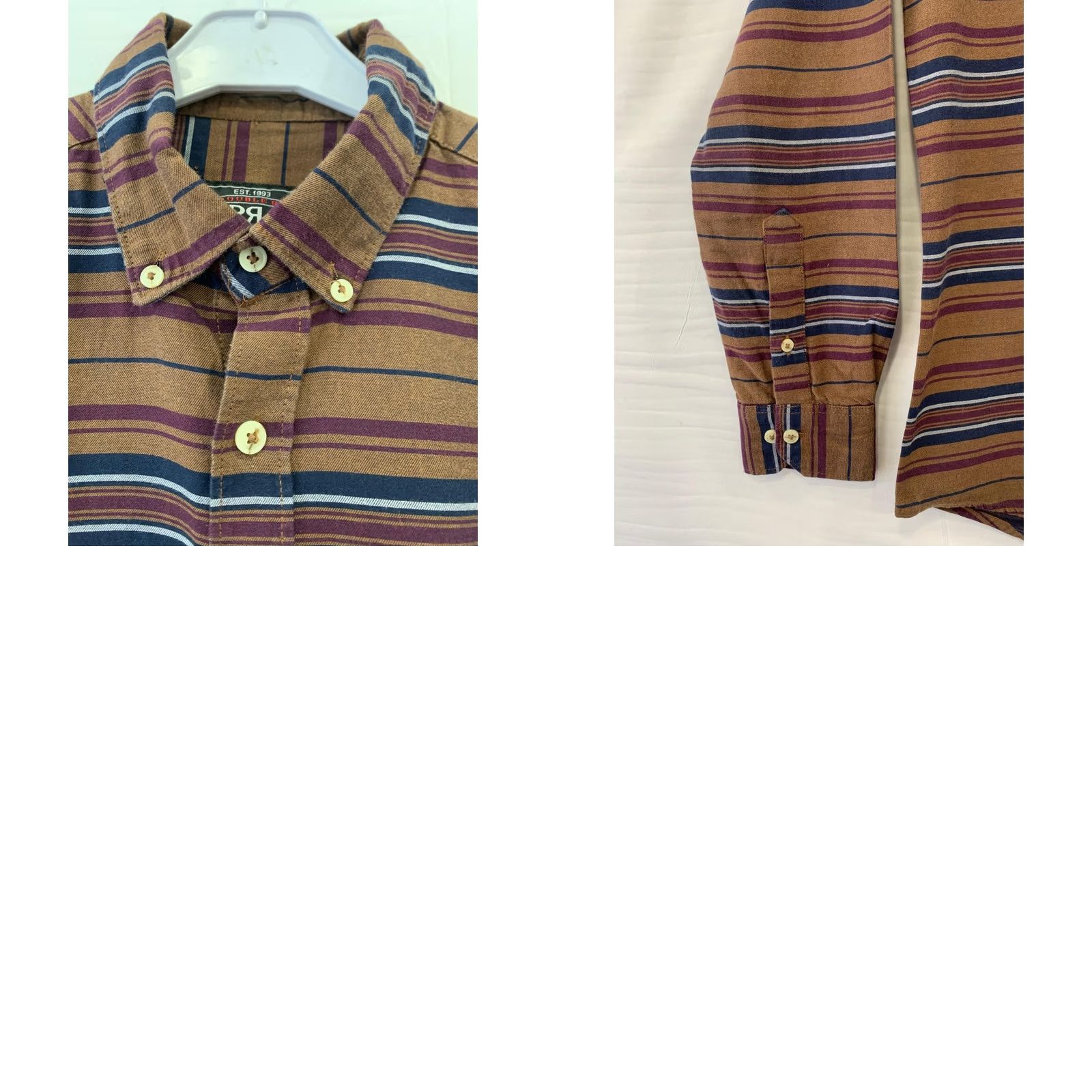Doublet RRL Double RL Ralph Lauren Striped Button Down Shirt Mens Small Brown Western Size US S / EU 44-46 / 1 - 8 Thumbnail