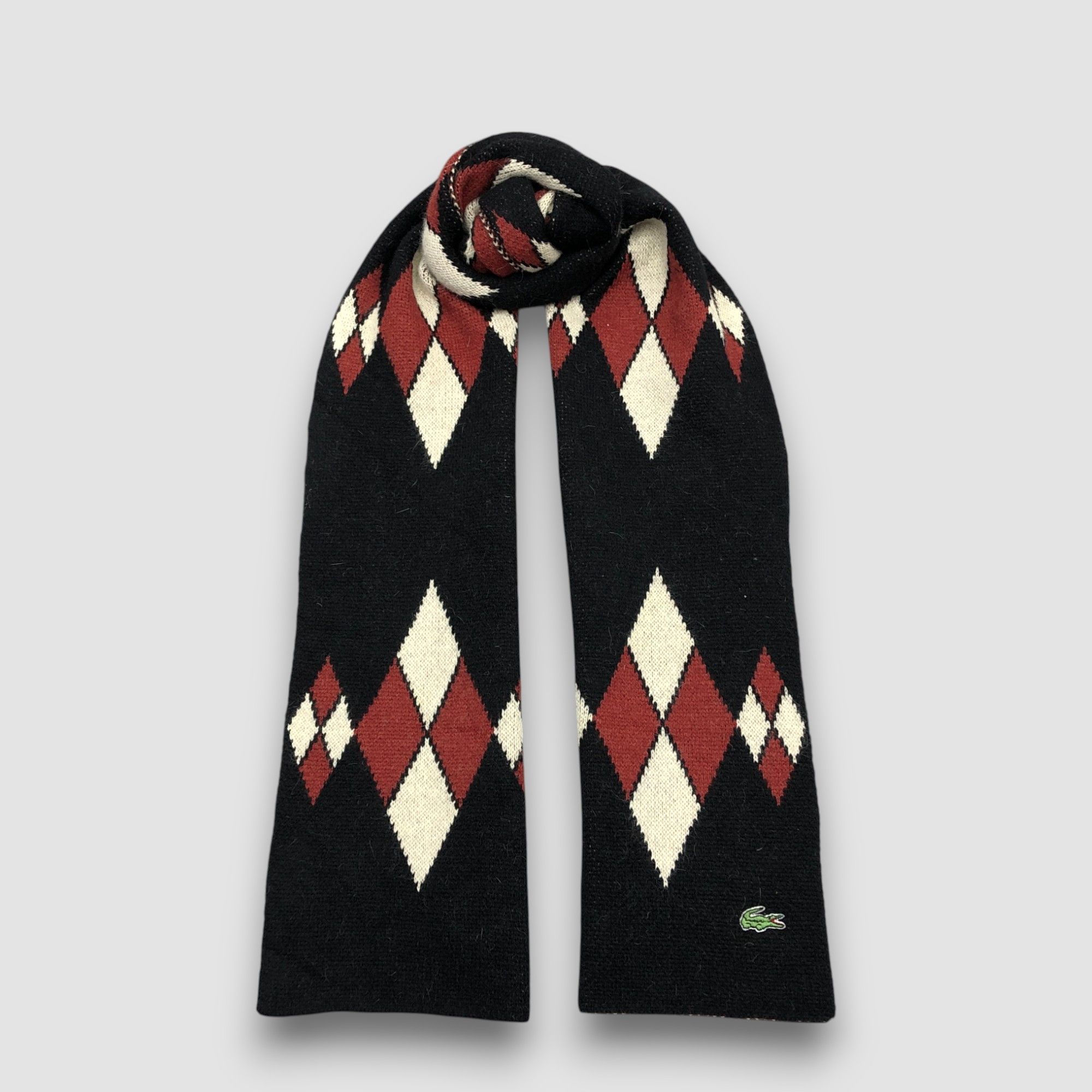 Lacoste Vintage Lacoste Scarf Muffler Argyle Wool Cashmere Scarves Size ONE SIZE - 1 Thumbnail