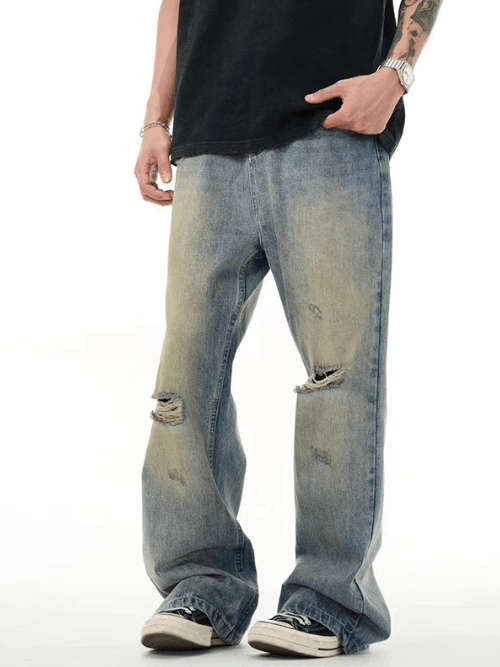 Japanese Brand Trendy oversized washed distressed jeans y2k Size US 34 / EU 50 - 3 Thumbnail