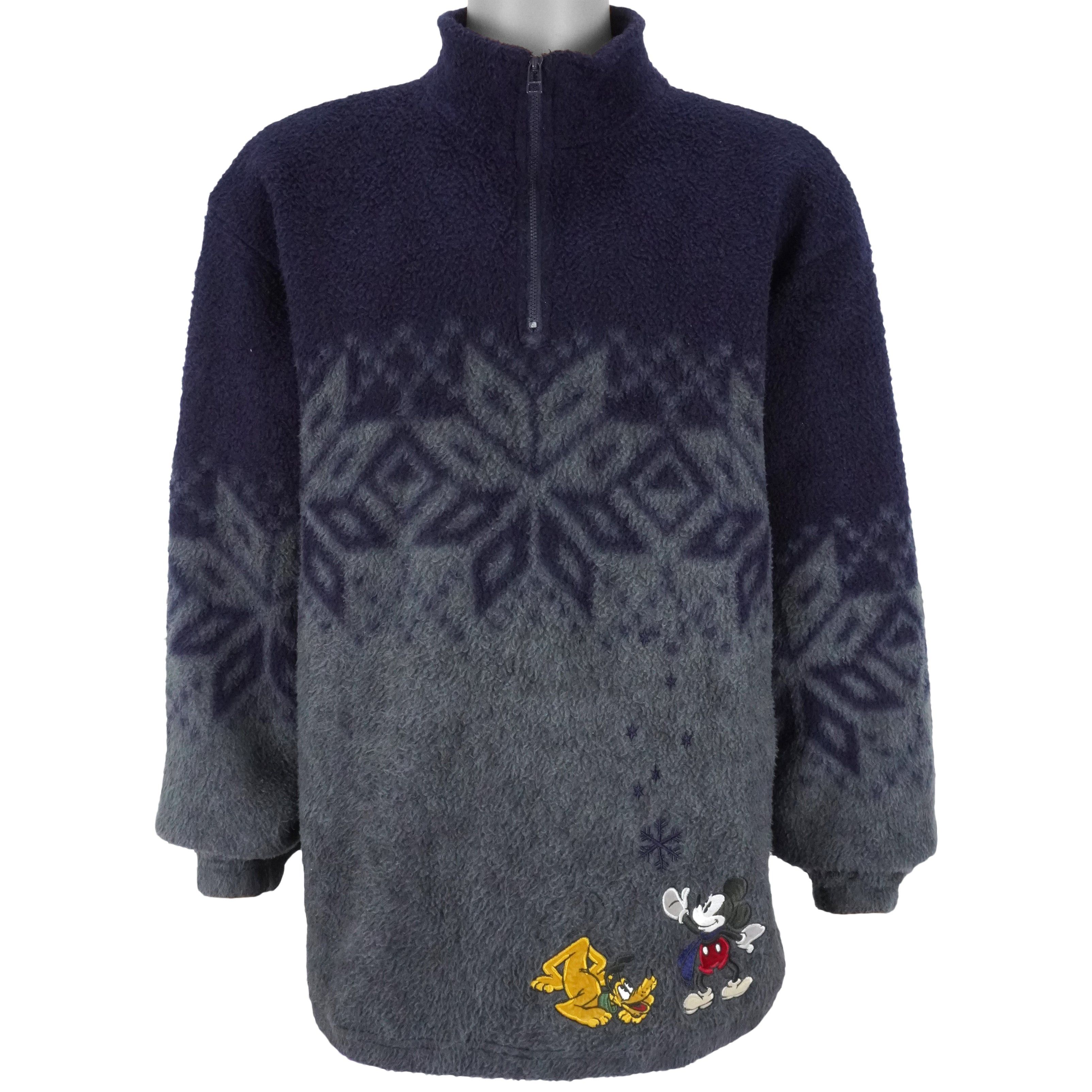 Disney Mickey & Pluto 1/4 Zip Fleece Sweatshirt 1990s Size US M / EU 48-50 / 2 - 1 Thumbnail