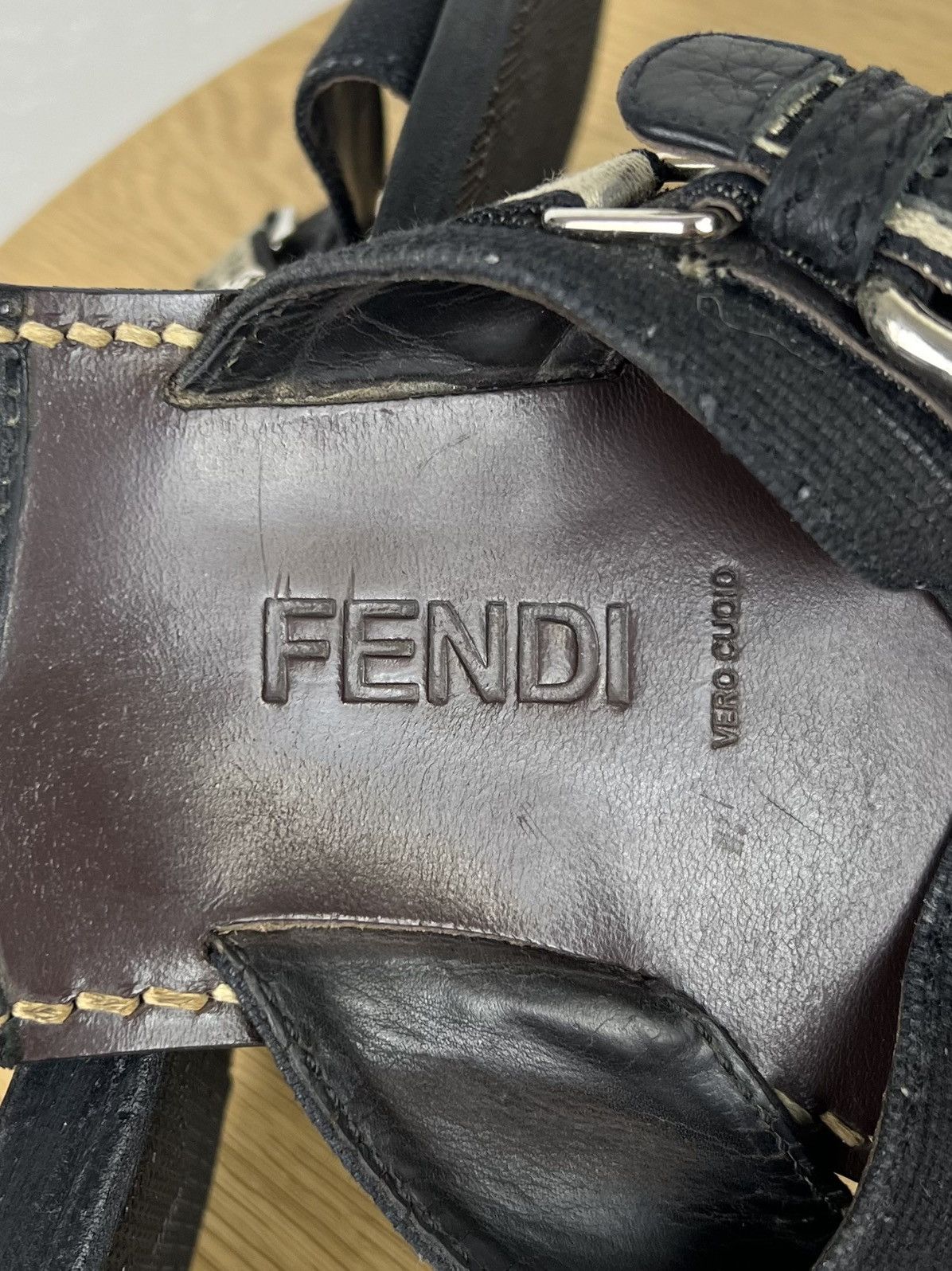 Fendi FENDI Sandals Leather Shoes Straps Black Logo Men’s Size US 9.5 / EU 42-43 - 8 Thumbnail