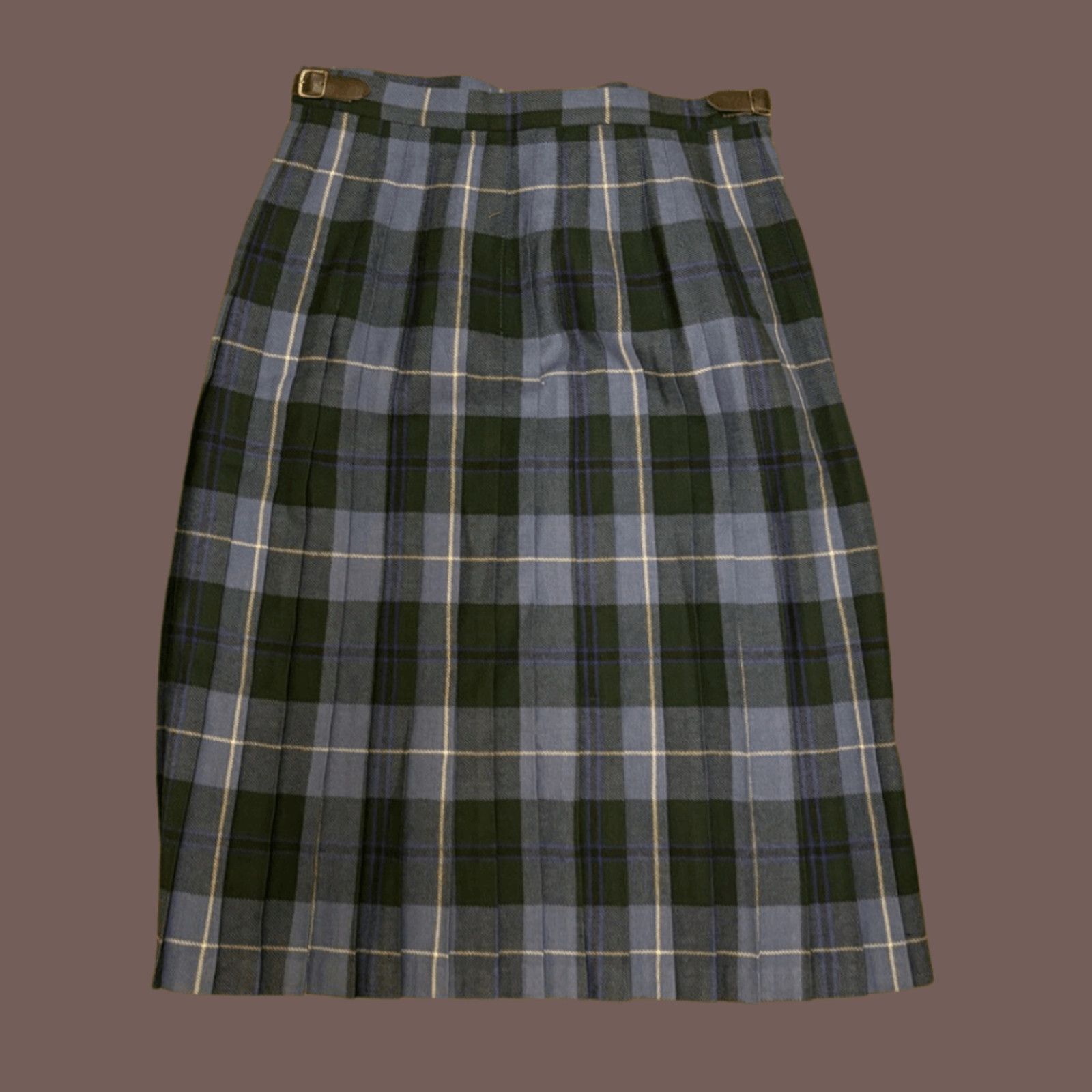 Vintage VTG Wool Kilt Skirt | Blue Plaid Buckle | Highland Archive Size 30" / US 8 / IT 44 - 1 Thumbnail