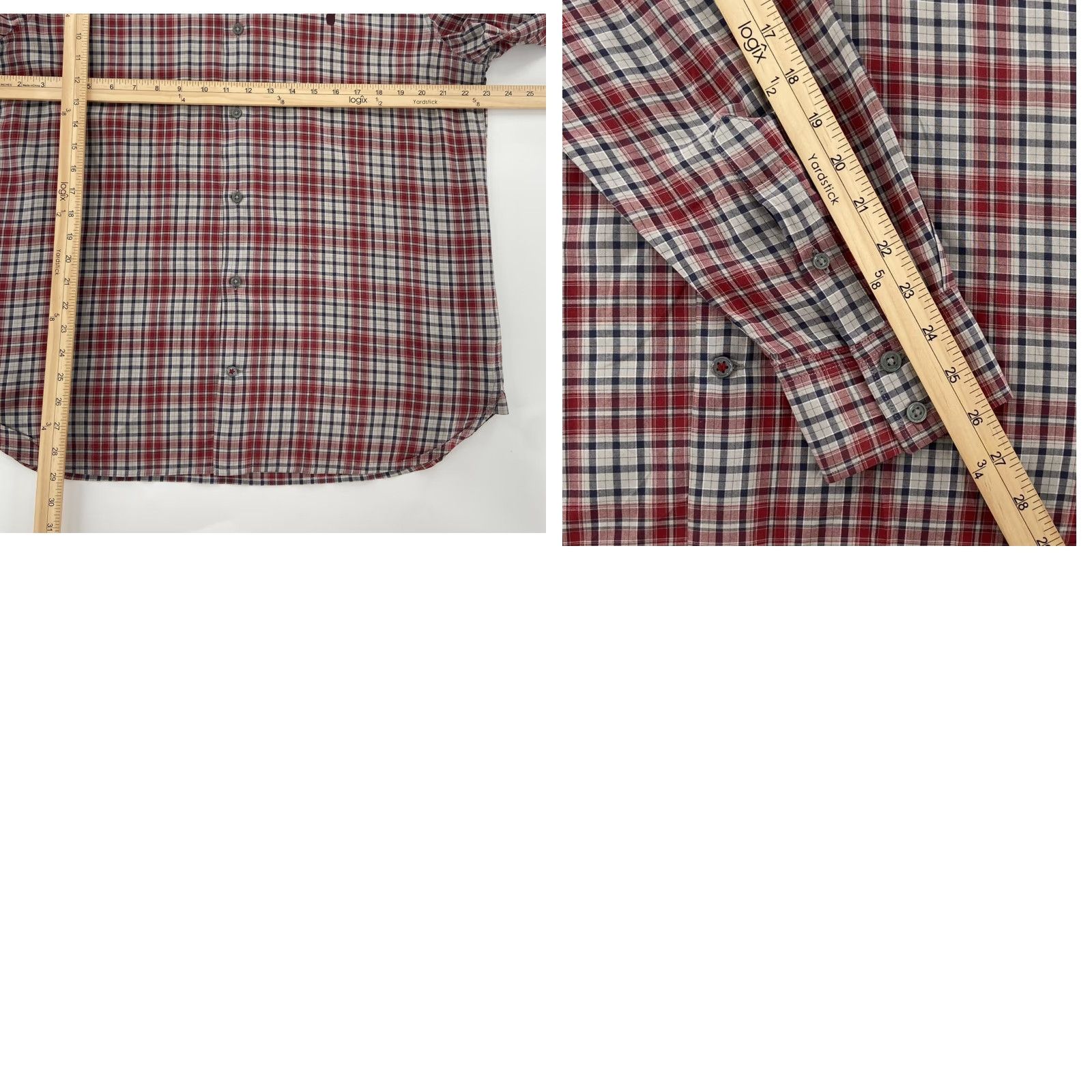 John Varvatos John Varvatos USA Men's Button Up Long Sleeve Plaid Cotton Shirt Size Large Red Size US L / EU 52-54 / 3 - 8 Thumbnail