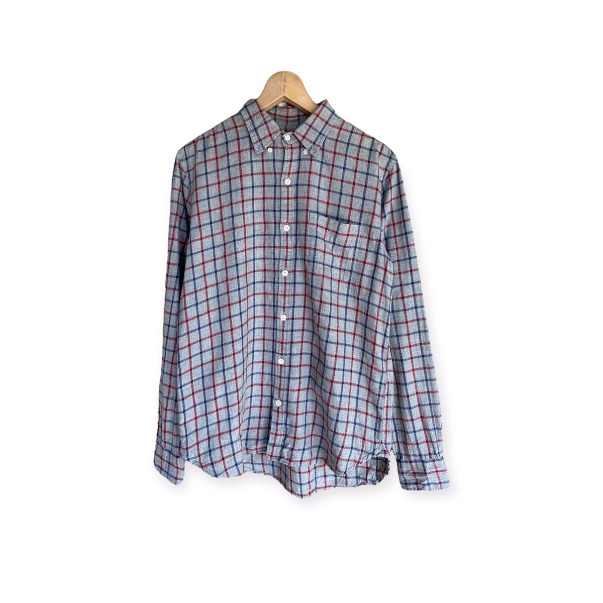 Japanese Brand Beams Plaid Tartan Flannel Shirt Button Up