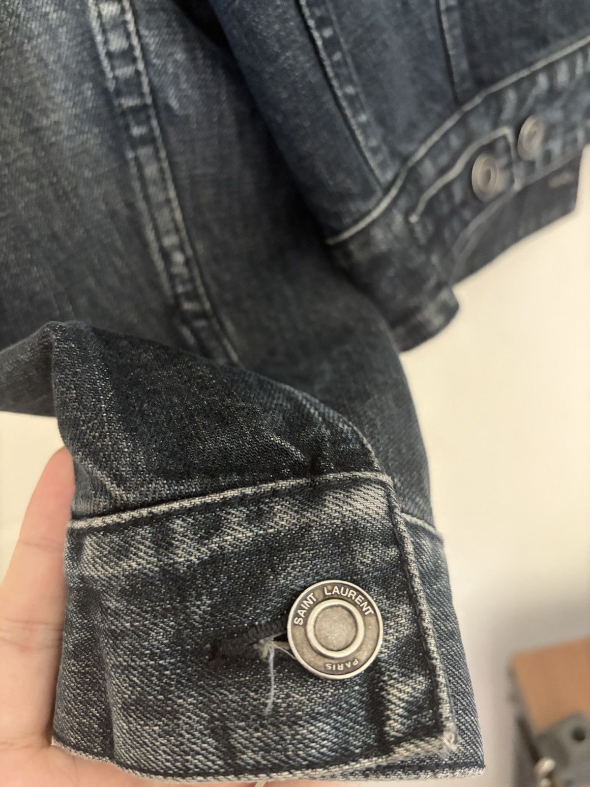 Saint Laurent Paris SS13 Distressed Denim Trucker Jacket Hedi Slimane DJ01M Size US S / EU 44-46 / 1 - 8 Thumbnail