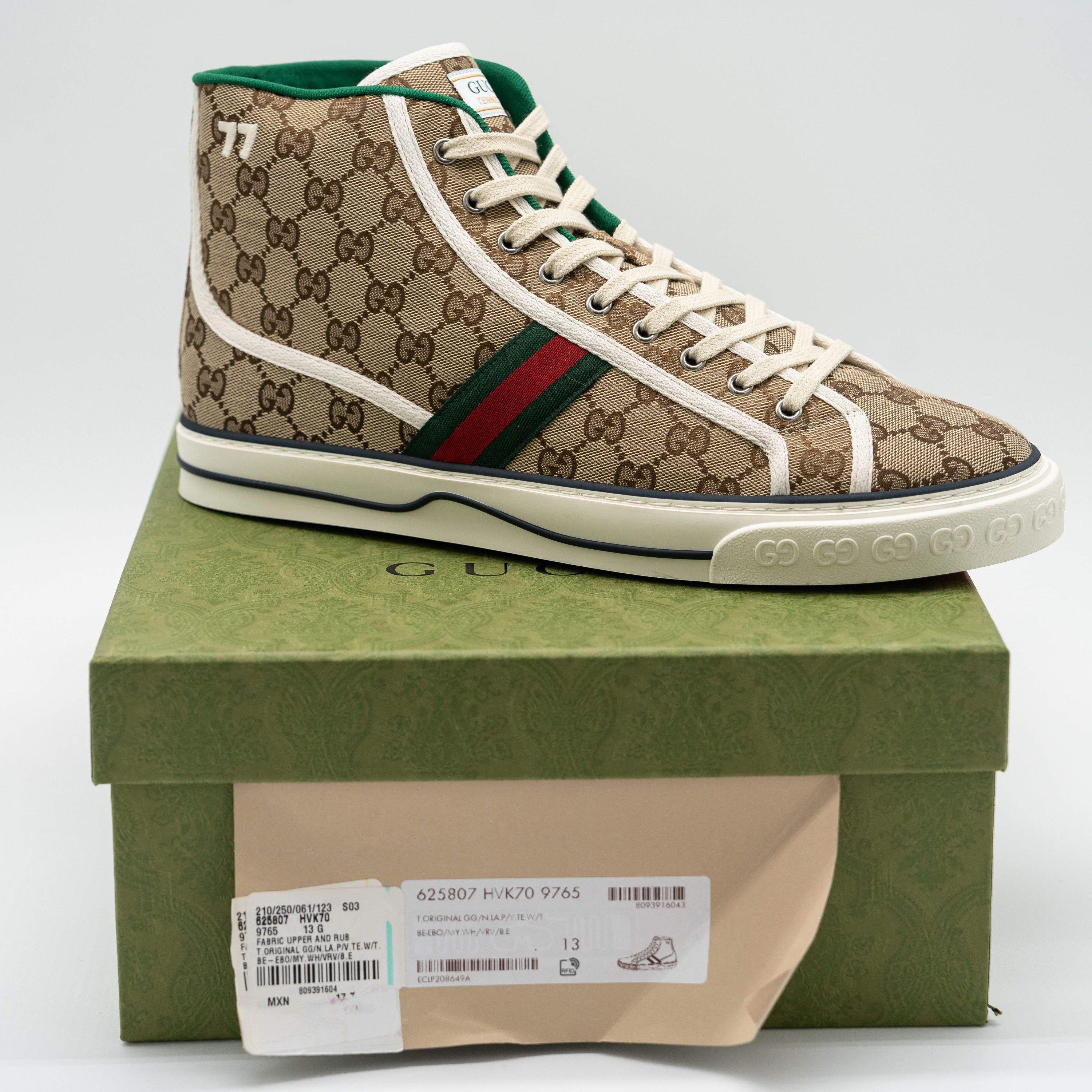 Gucci 13G 13.5 US Gucci GG Canvas Tennis 1977 Beige Hight Top Size US 14 / EU 47 - 13 Thumbnail