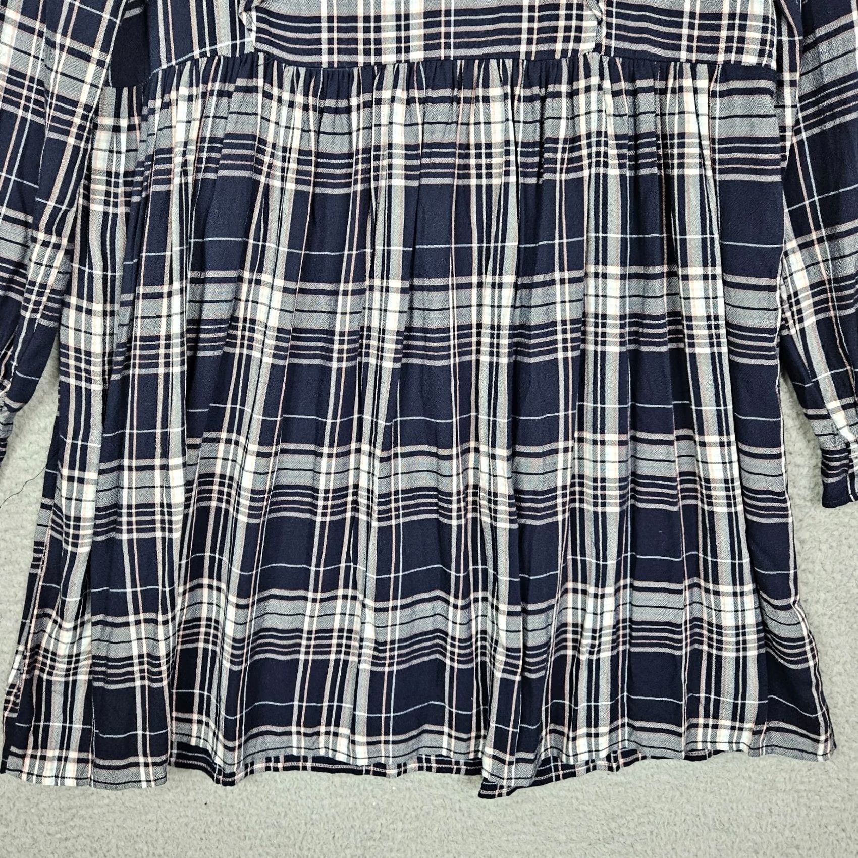 Loft VINTAGE Loft LOFT Plaid Ruffle Long Sleeve Swing Dress Sz S NEW Size S / US 4 / IT 40 - 4 Thumbnail