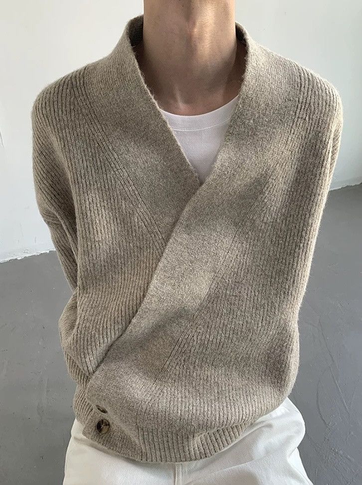 Japanese Brand × Vintage Cleanfit retro fashion wrap cardigan knitwear Size US M / EU 48-50 / 2 - 2 Thumbnail