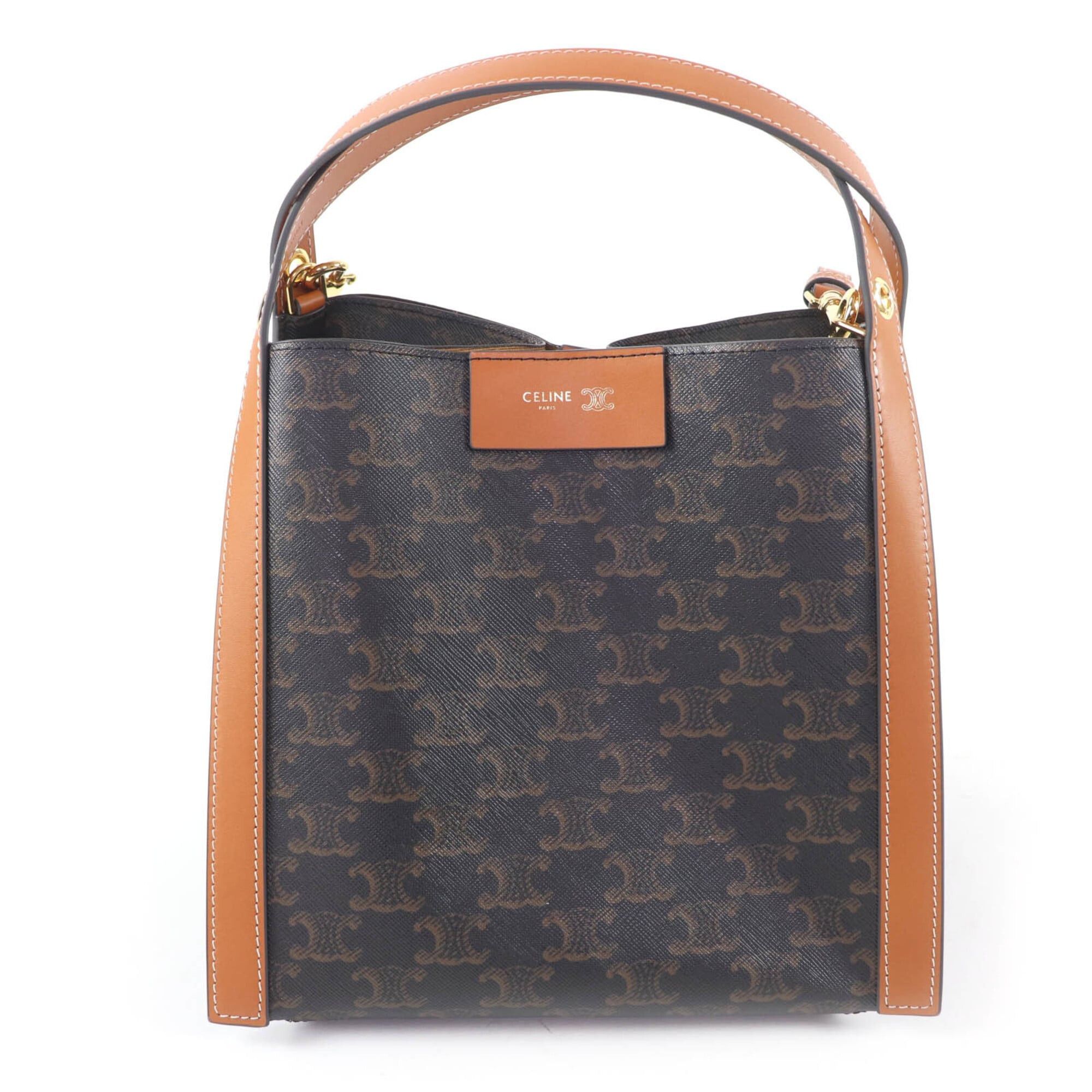 Celine CELINE 12418 Small Cubo Bag Honey Logo Triomphe Canvas 2-way Shoulder Made in Italy Women's Size ONE SIZE - 1 Thumbnail
