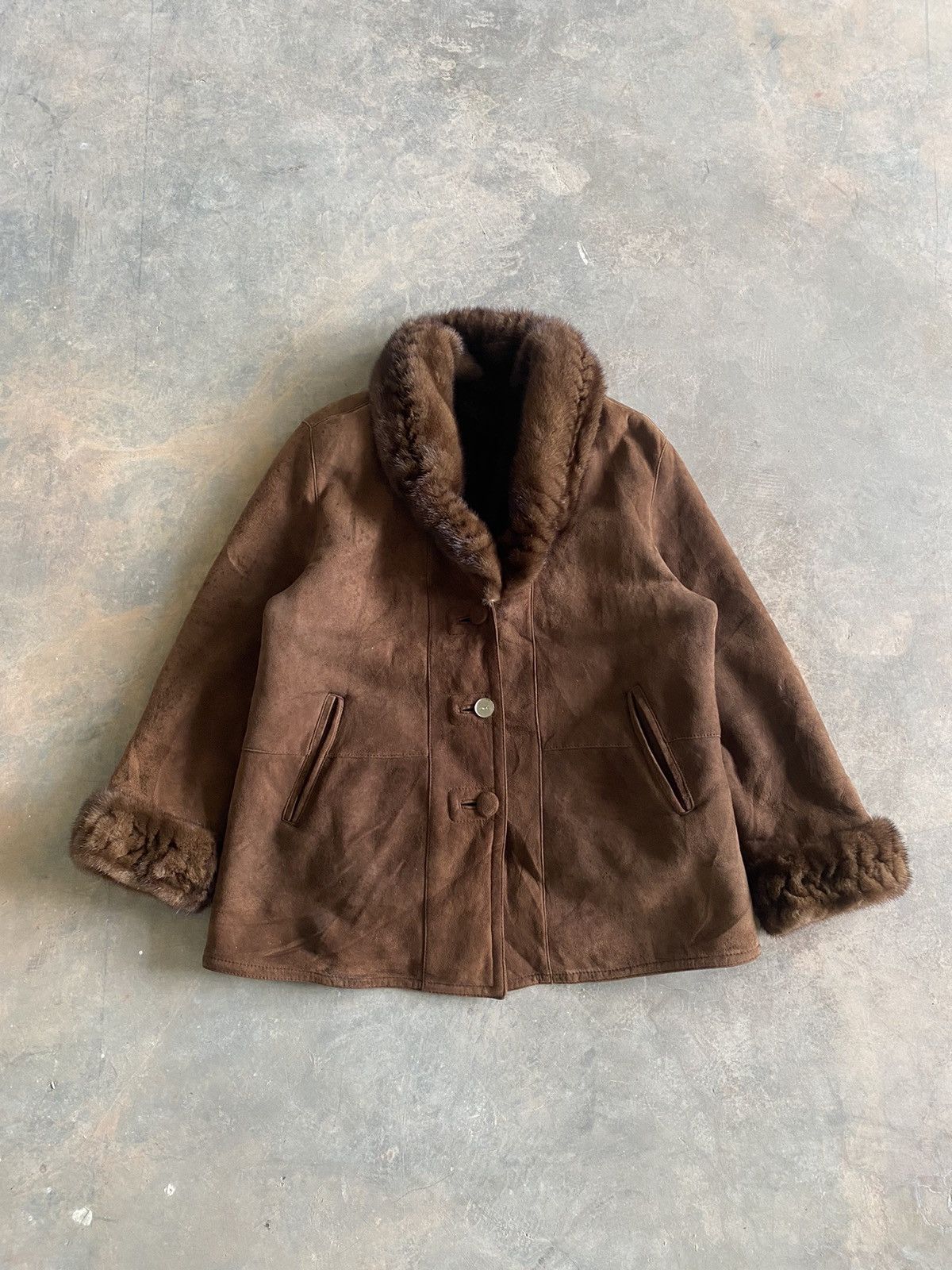 Vintage HIVERREINE SHEEPSKIN LEATHER JACKET FOX FUR INNER PUNK LGB Size US M / EU 48-50 / 2 - 1 Thumbnail