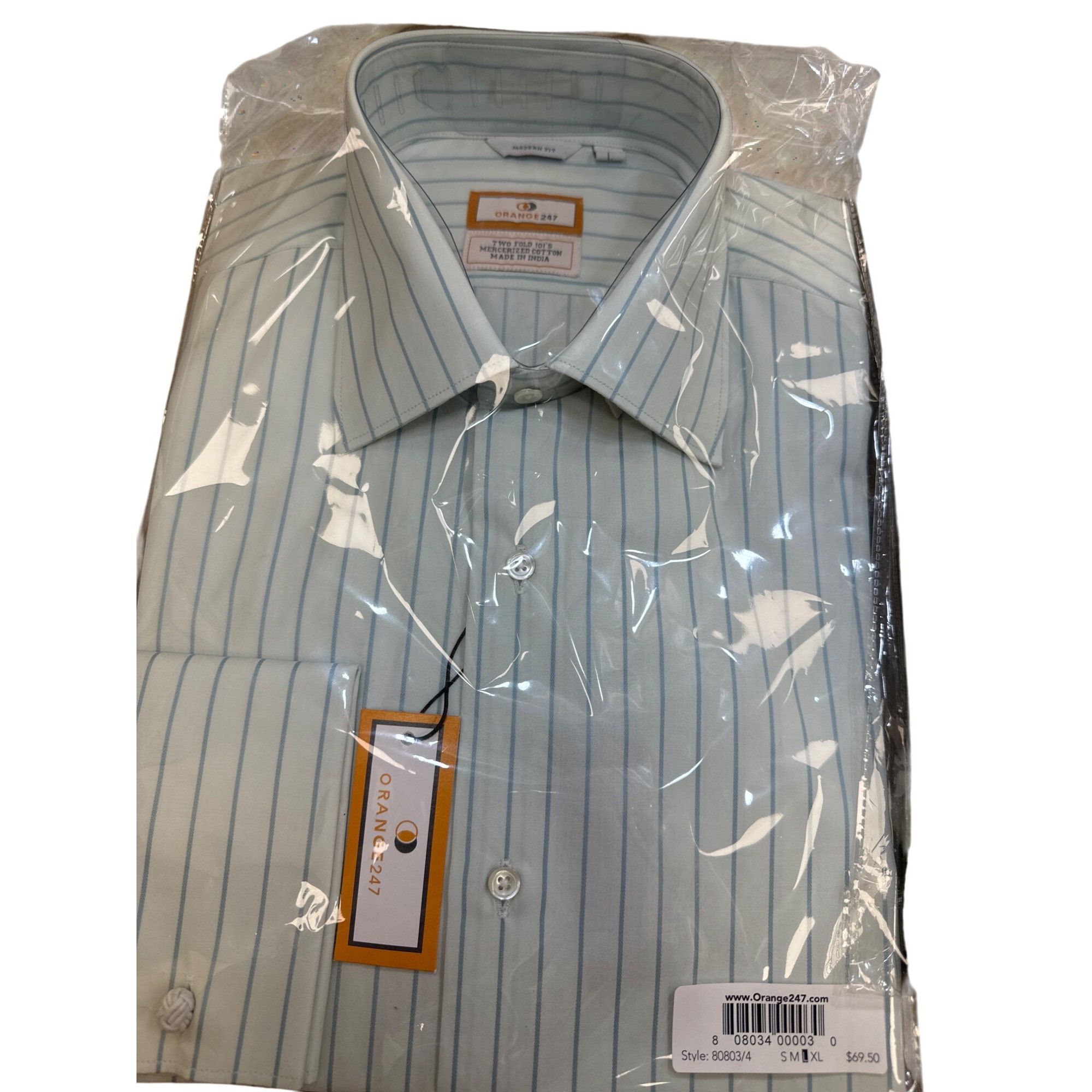 Designer Orange247 Mens Long Sleeve Button Down Pinstriped Shirts Set Size US L / EU 52-54 / 3 - 6 Thumbnail