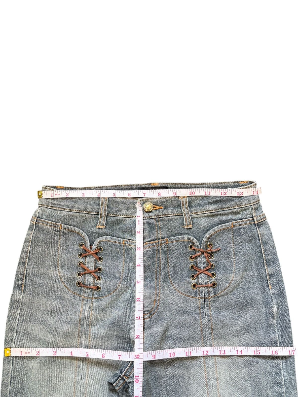Hysteric Glamour Vintage Japanese Brand Faded Wash Laced Up Flare Jeans Size 28" / US 6 / IT 42 - 5 Thumbnail