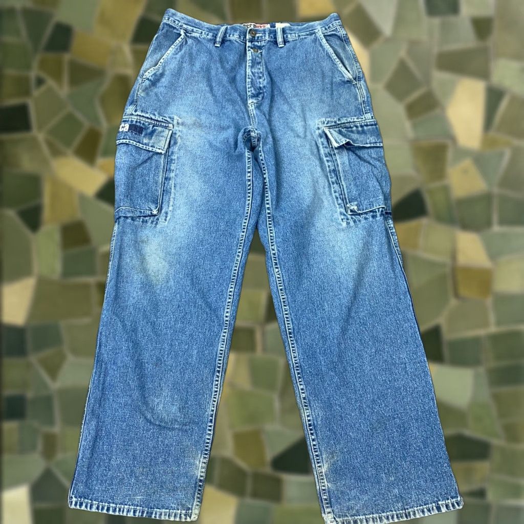 Vintage VINTAGE Mecca Cargo Jeans Mens Size 38 Straight Fit Denim Distressed 90s Grunge Baggy Skater Size US 36 / EU 52 - 1 Thumbnail