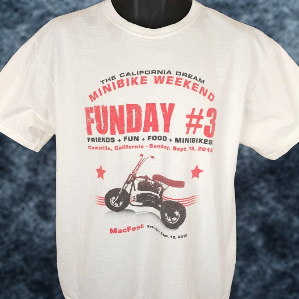 Anvil VINTAGE Old Minibike T Shirt Mens Size Large White FunDay Mini Bike Motorcycle California Size US L / EU 52-54 / 3 - 1 Thumbnail