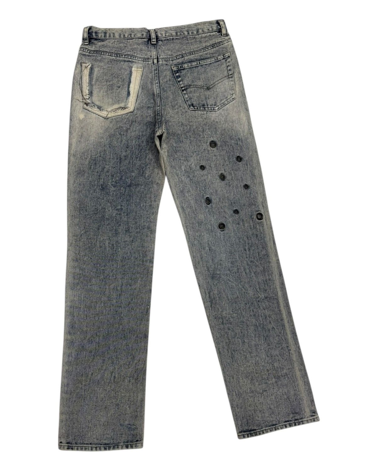Japanese Brand × Undercover Rulin Distressed Patchwork Grommet Denim Ruin Jeans Size US 31 - 4 Thumbnail