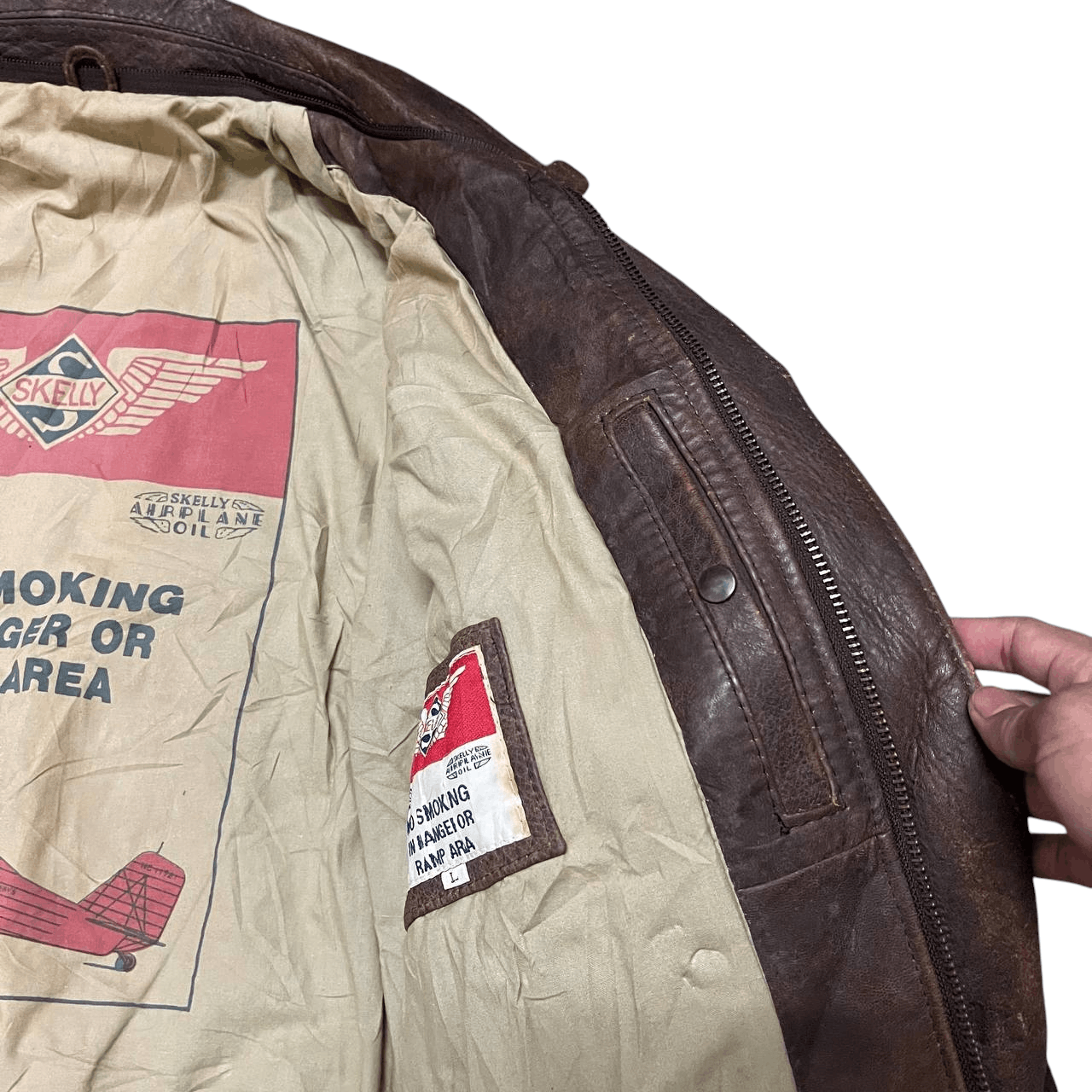 Leather Vintage Skelly Aero Dynamic Gasoline Cuir Leather Jacket Size US L / EU 52-54 / 3 - 14 Thumbnail