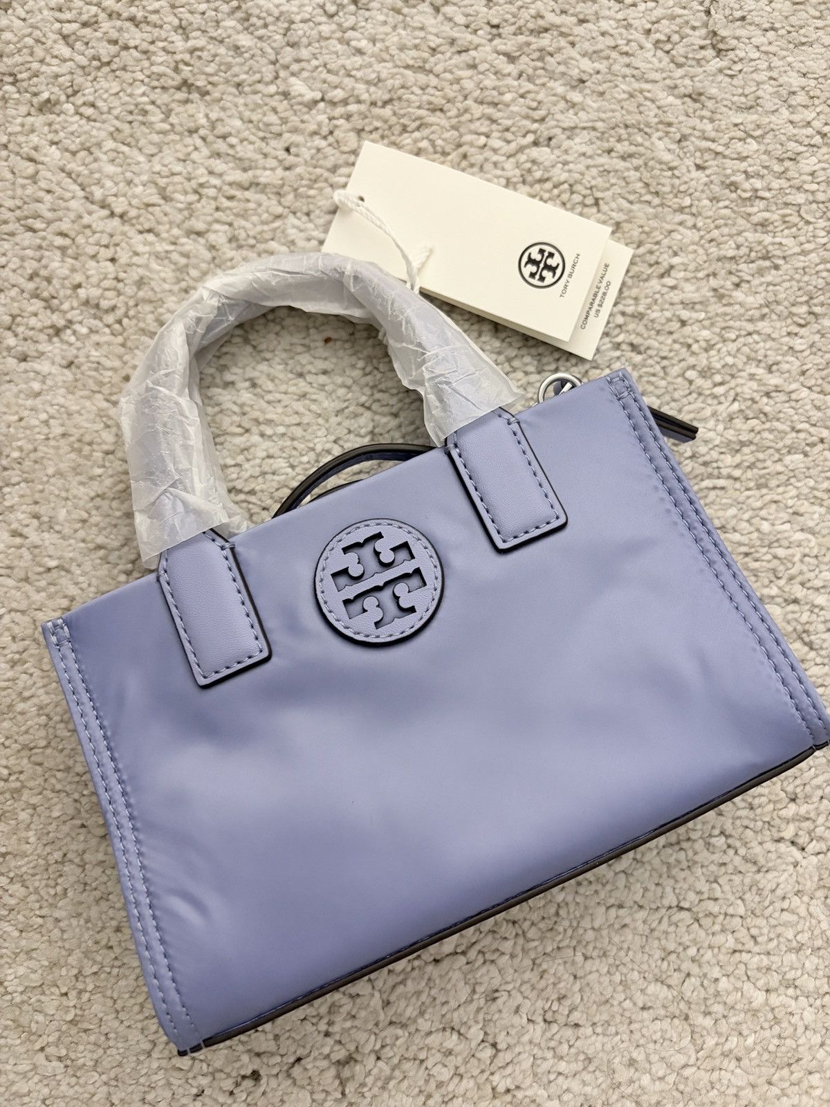 Tory Burch NWT Tory Burch Ella Nylon Logo Mini Tote In MIRAGE 146437 Size ONE SIZE - 1 Thumbnail