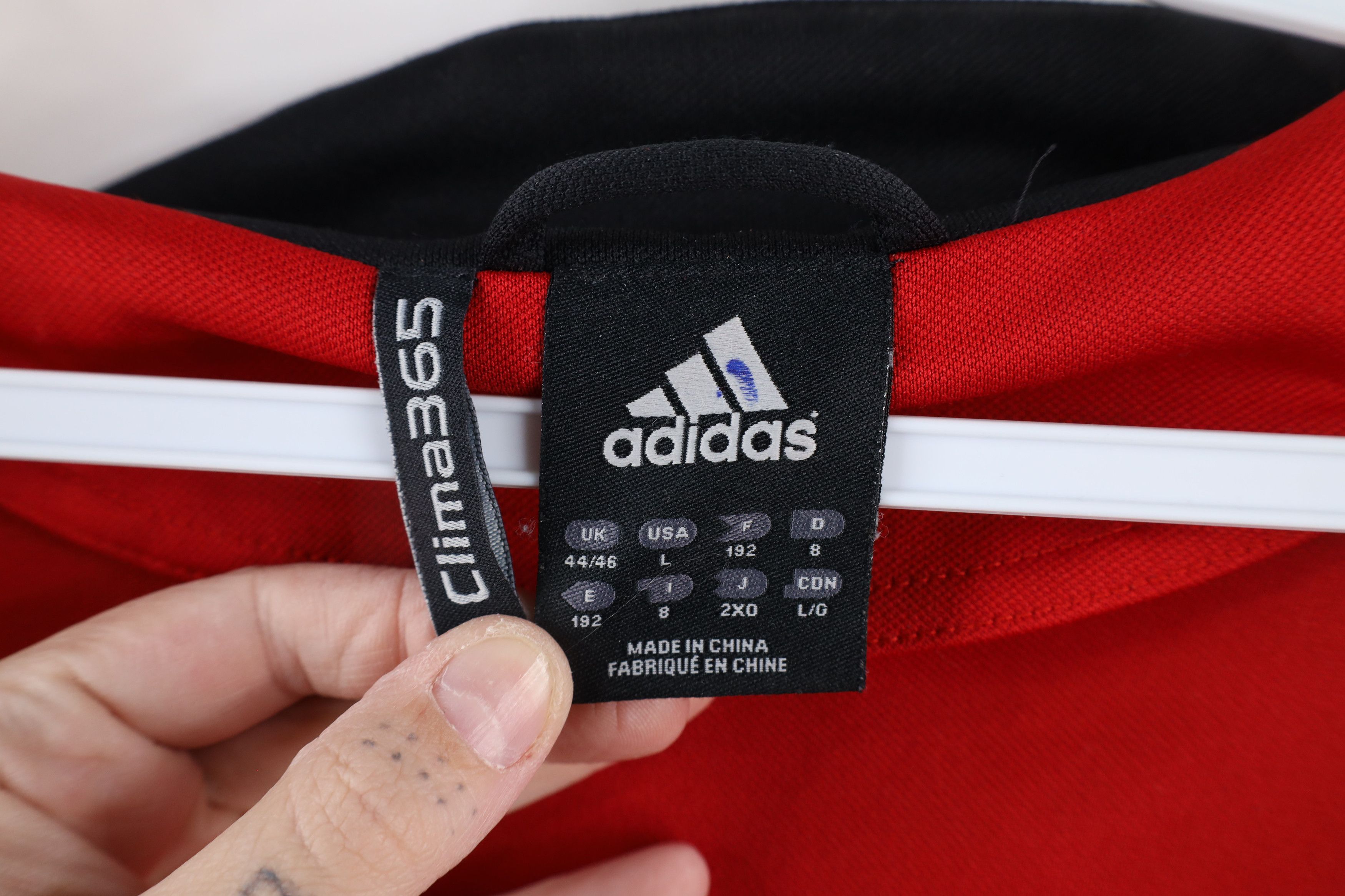 Adidas × Vintage Vintage Adidas Soccer Striped Full Zip Warm Up Jacket Red Size US L / EU 52-54 / 3 - 9 Thumbnail