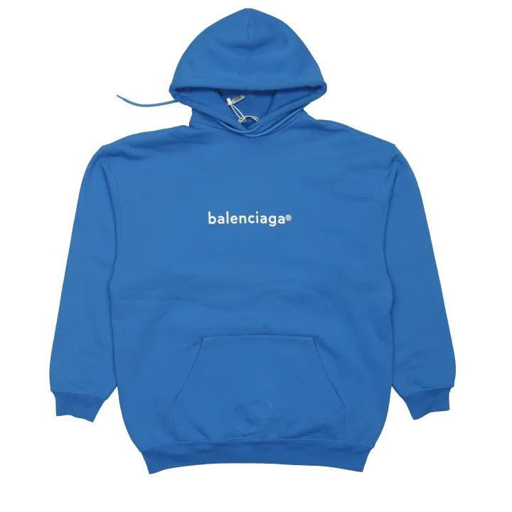 Balenciaga Balenciaga Logo Long Sleeve Hoodie Blue 0079-2507 Size US XS / EU 42 / 0 - 1 Thumbnail