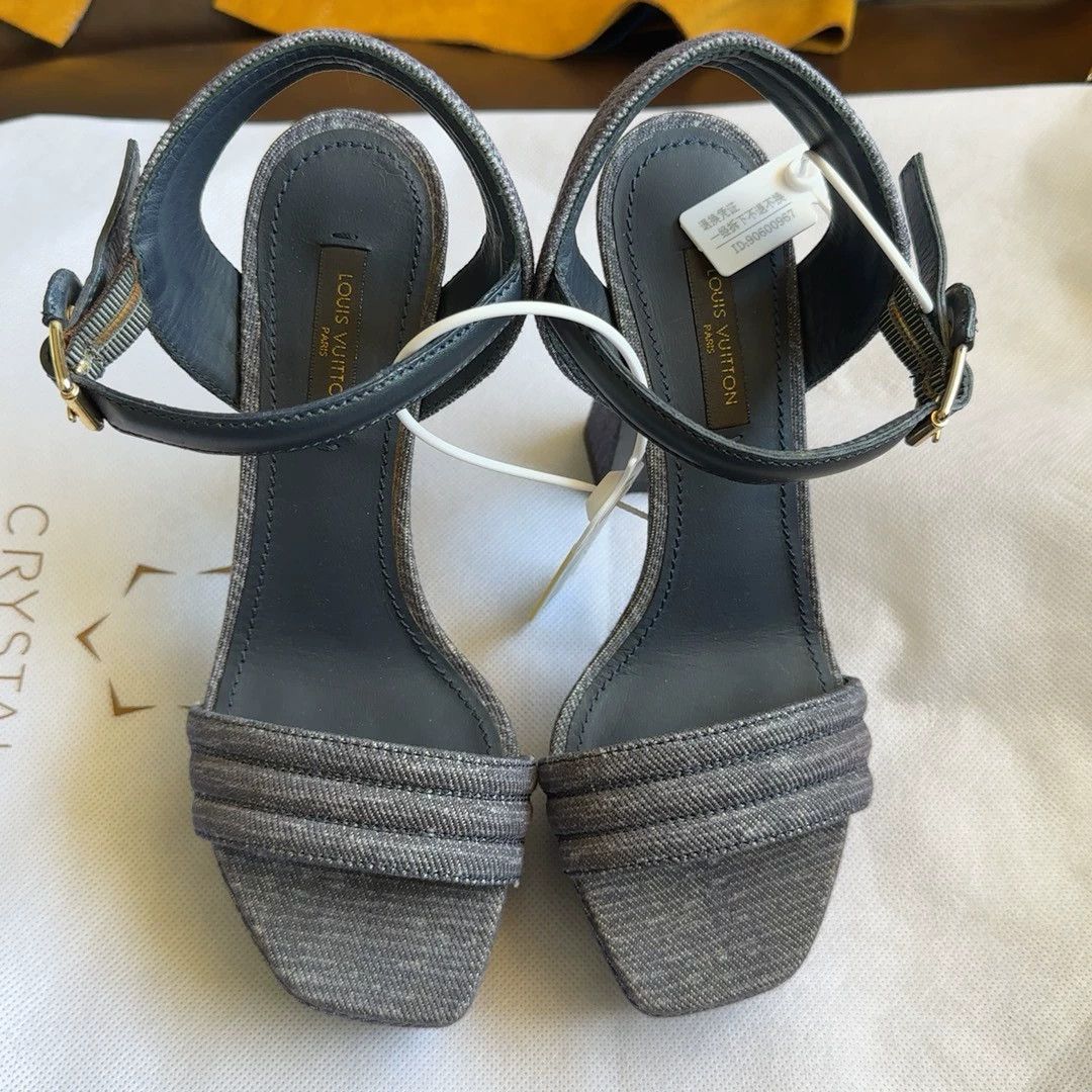 Louis Vuitton LV Women's New Denim Platform Heel Sandal 12.5cm 35 Size US 4.5 / IT 34.5 - 1 Thumbnail