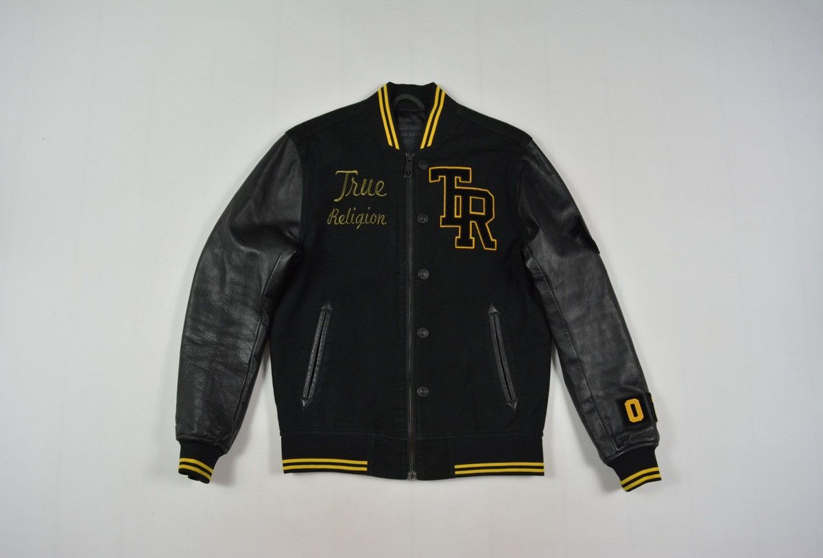 True religion black leather jacket clearance