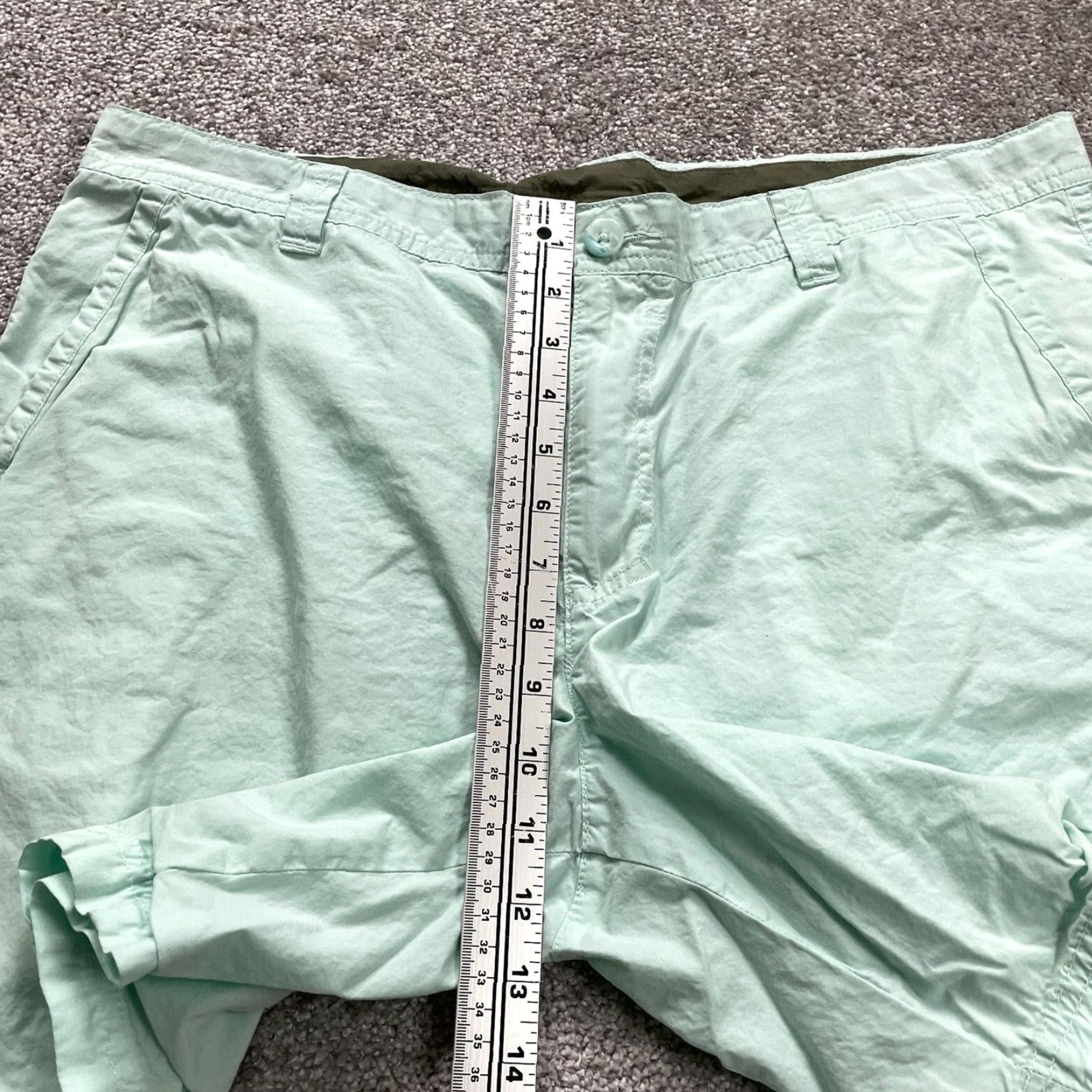 Vintage Columbia Chino Shorts 36 Green Solid Cotton Pockets Active Outdoor Mens Size US 36 / EU 52 - 6 Thumbnail