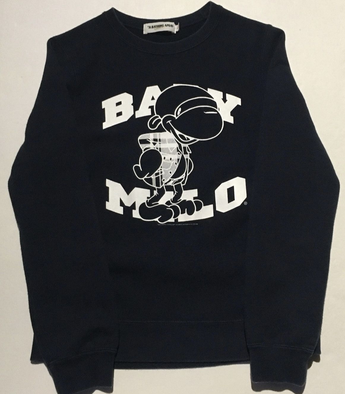 Image of Bape Baby Milo Crew Neck Sweatshirt in Navy, Women's (Size XS)