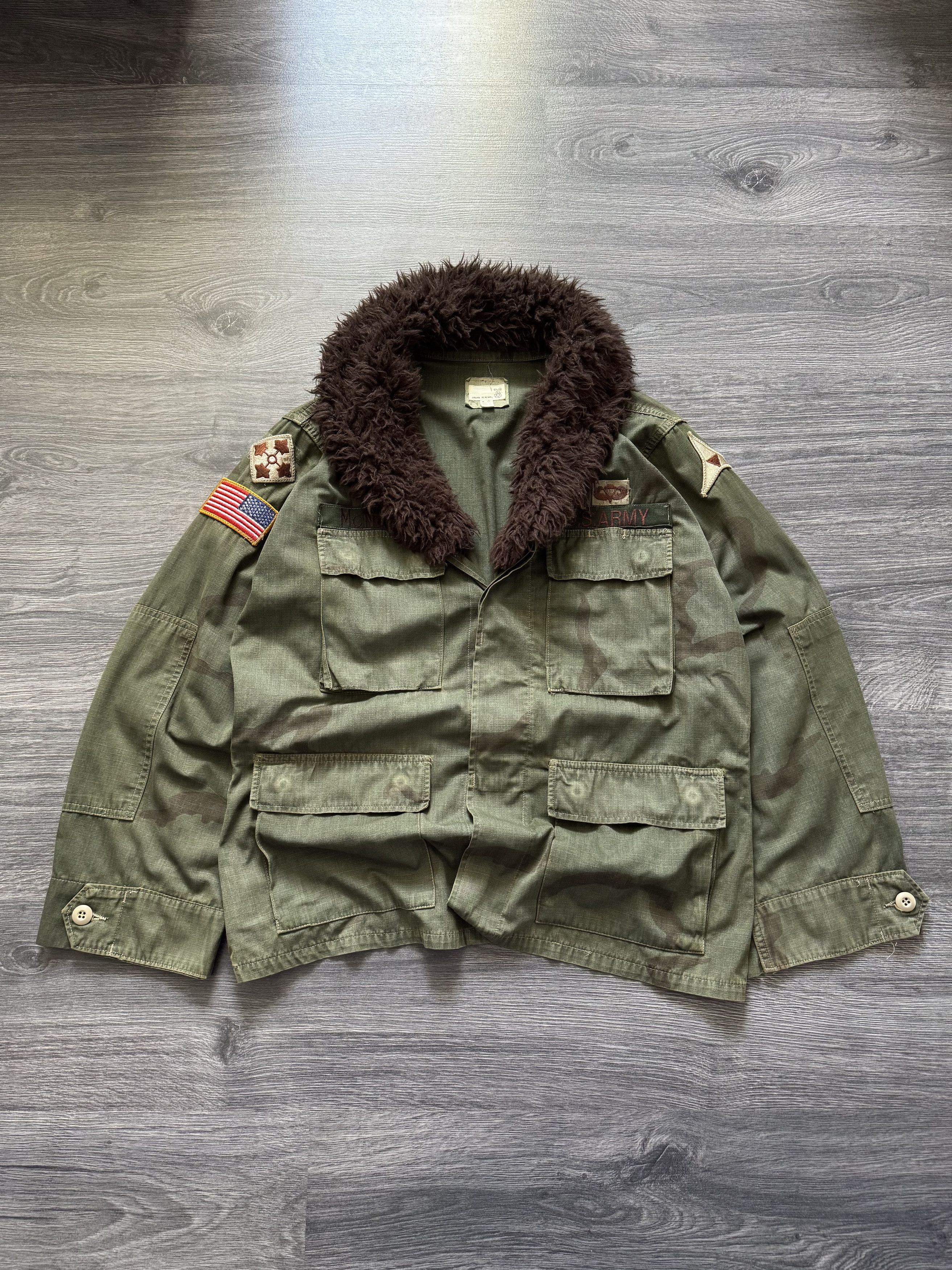 Vintage Urban Renewal Vintage Recycle Camo Fur Jacket Overshirt Size US M / EU 48-50 / 2 - 1 Thumbnail