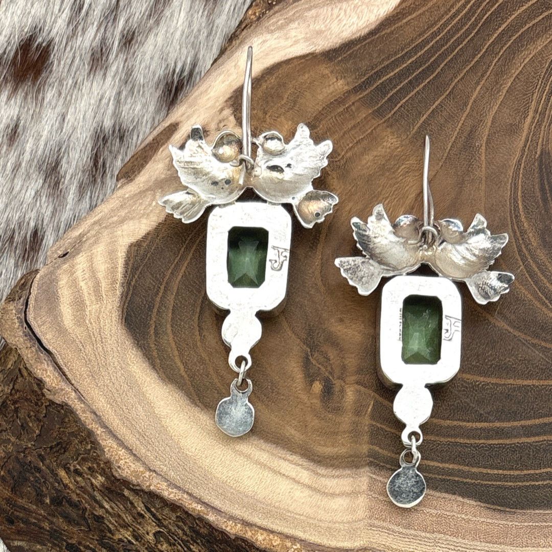 Other FEDERICO JIMENEZ Sterling Lt Green Glass Love Birds Earrings Size ONE SIZE - 2 Thumbnail