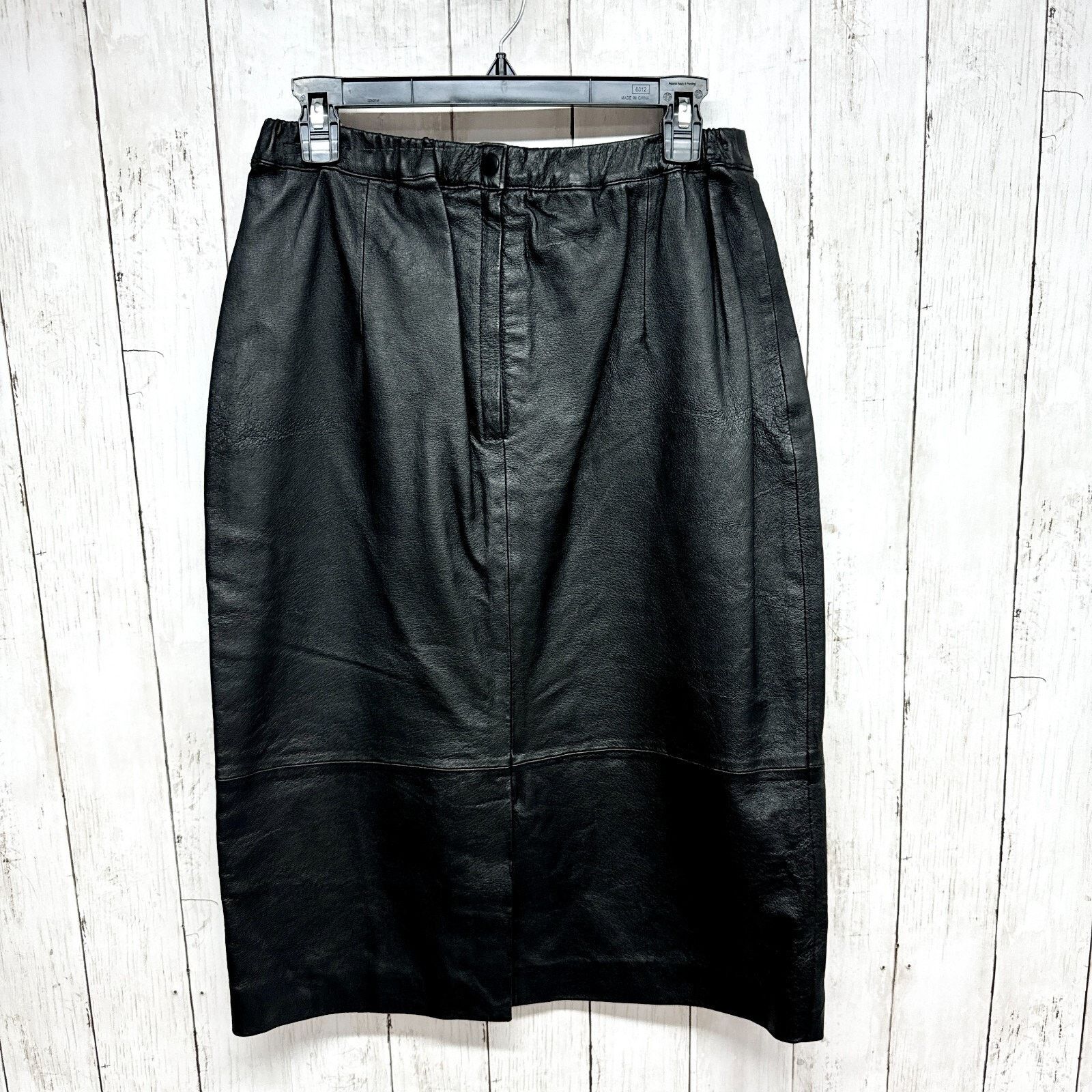 Vintage Vintage Atlantic Beach Skirt Women Medium Black Leather Midi Size 29" - 8 Thumbnail