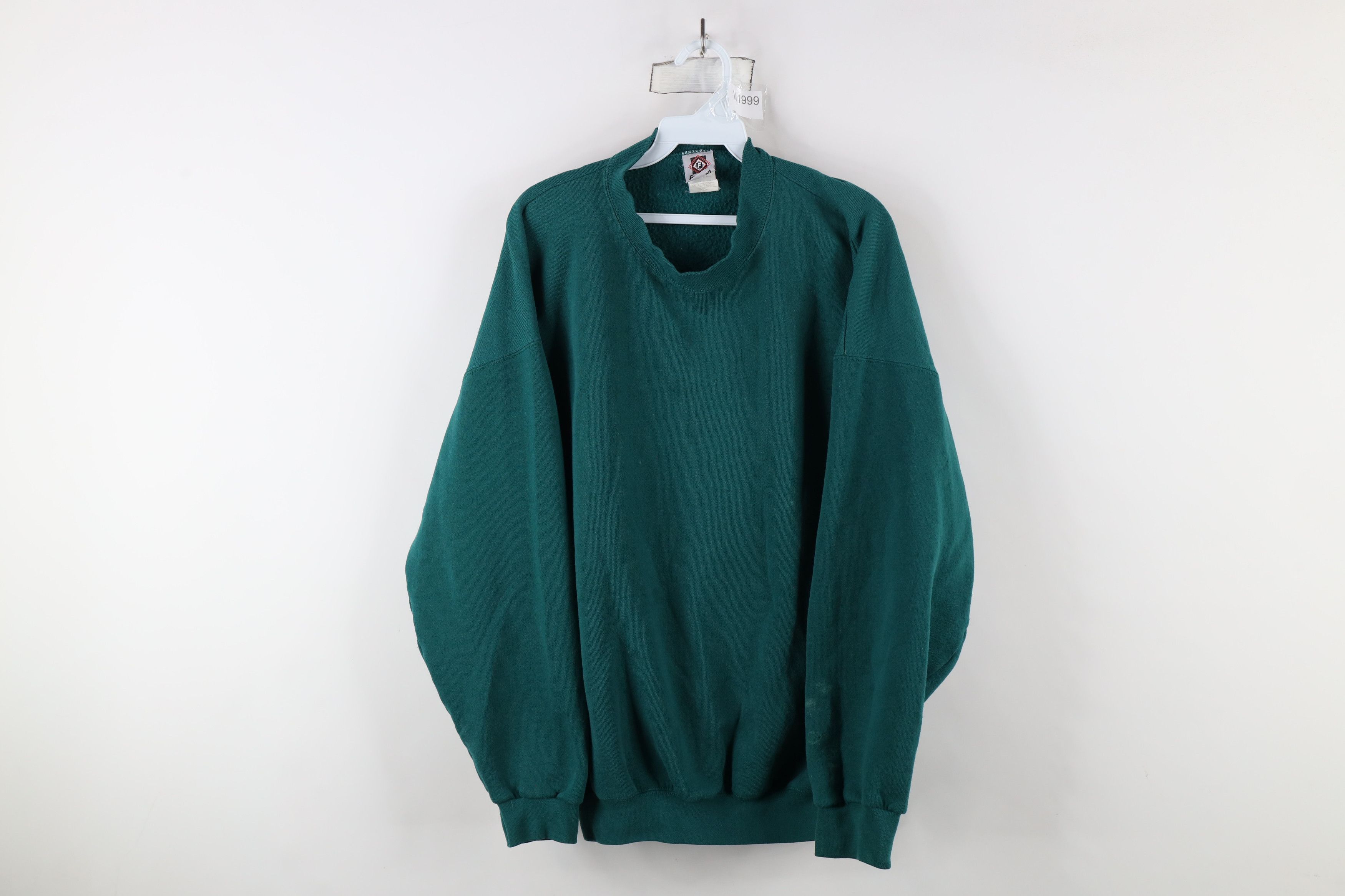 Vintage Vintage 90s Streetwear Blank Crewneck Sweatshirt Green Size US XL / EU 56 / 4 - 1 Thumbnail