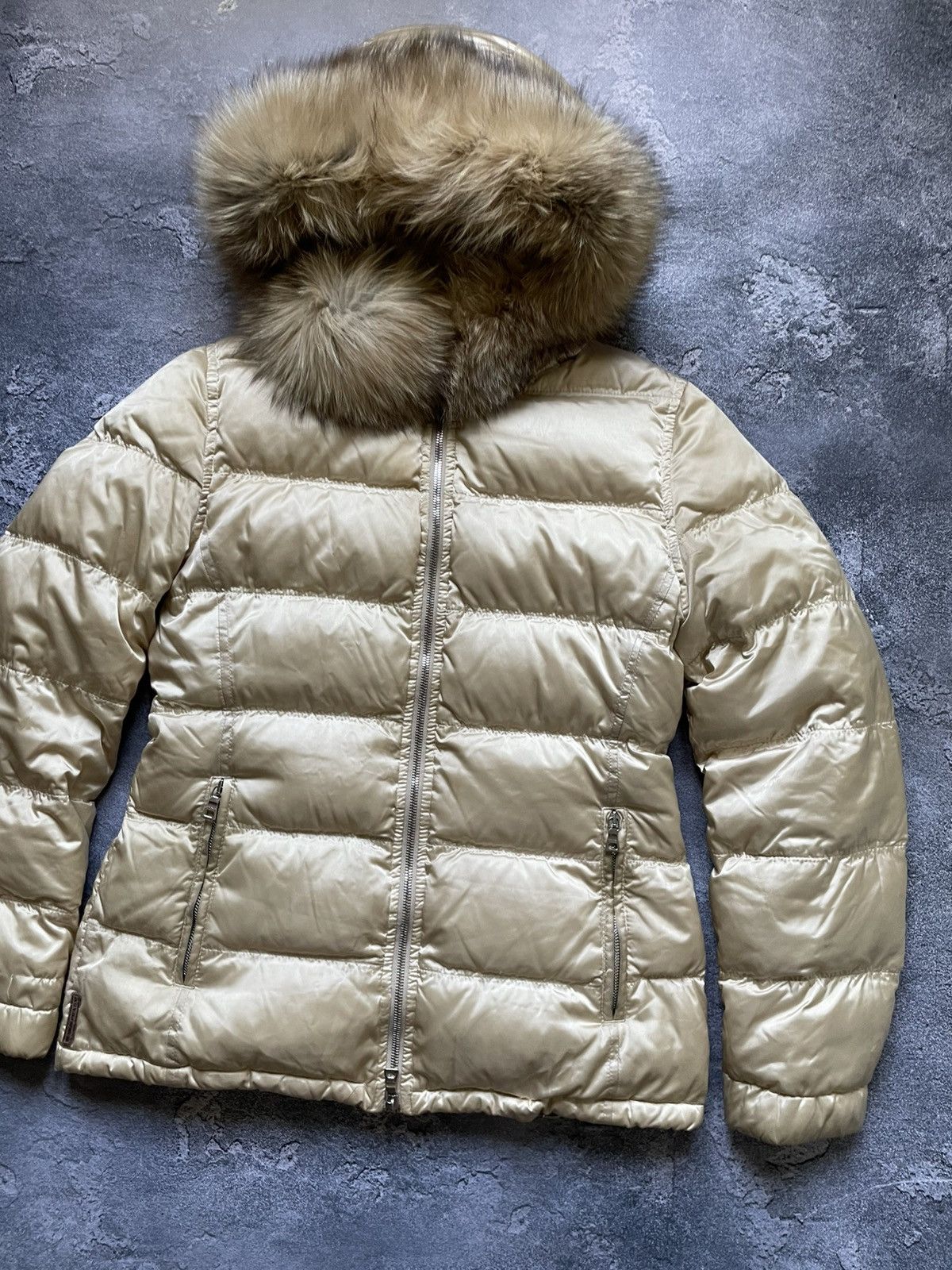 Prada × Vintage Vintage Prada Blue Fox Brown Tab Fur Hooded Down Jacket Size M / US 6-8 / IT 42-44 - 3 Thumbnail