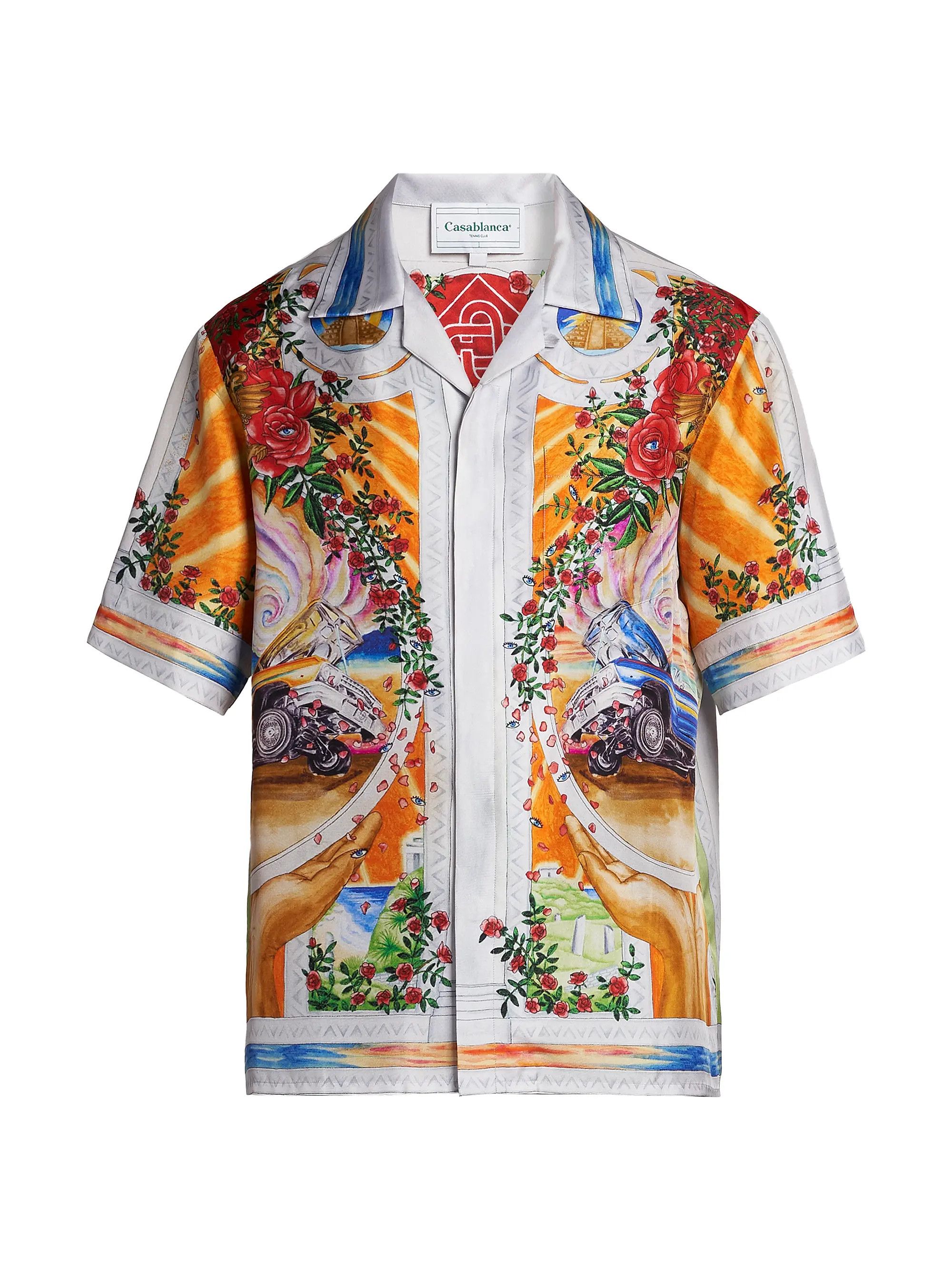 Casablanca os11x0725 Short-Sleeve Cuban Collar Silk Shirt in Multicolor Size US S / EU 44-46 / 1 - 1 Thumbnail