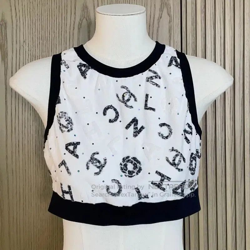 Chanel Chanel White Sequin Sleeveless Cropped Top . Size XS / US 0-2 / IT 36-38 - 3 Thumbnail