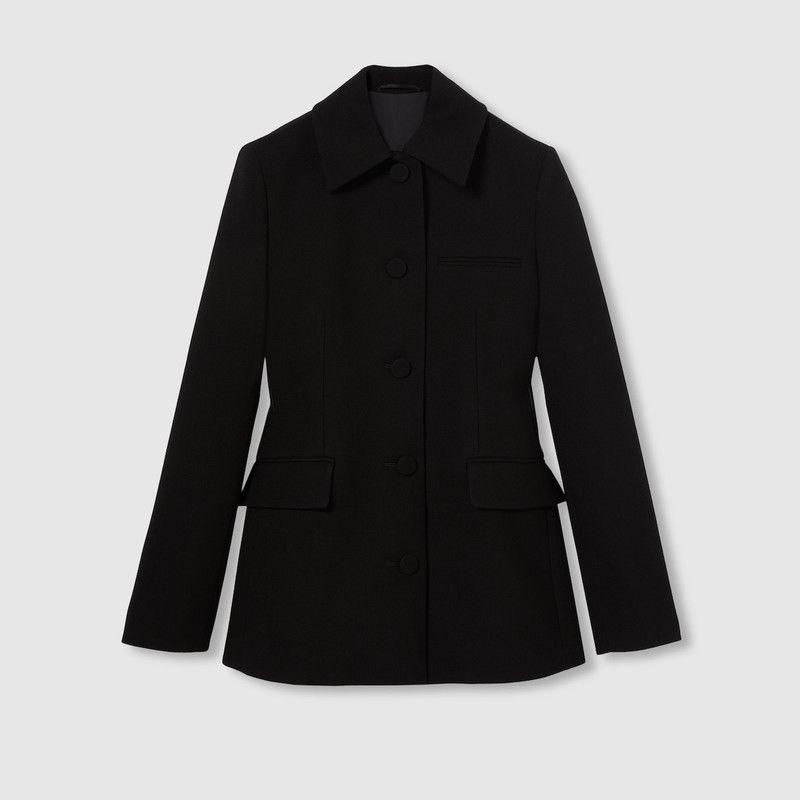 Gucci oc11z1125 Wool Crêpe Jacket in Black Size S / US 4 / IT 40 - 7 Thumbnail