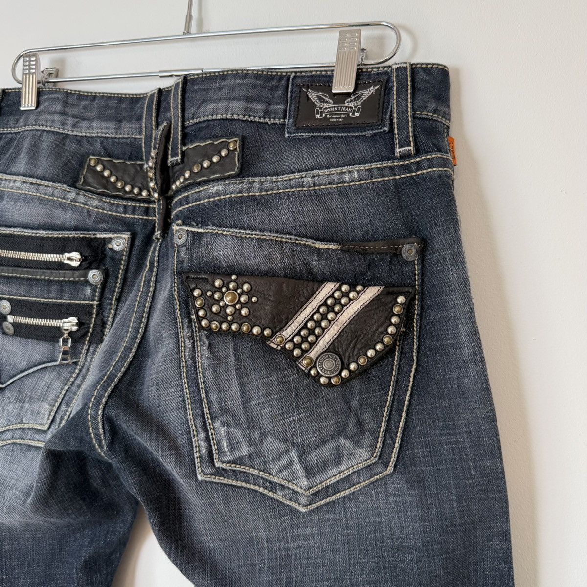 Robins Jeans Robin’s Jeans Racer Faded Leather Accent Bootcut Denim Y2K Size US 34 / EU 50 - 4 Thumbnail