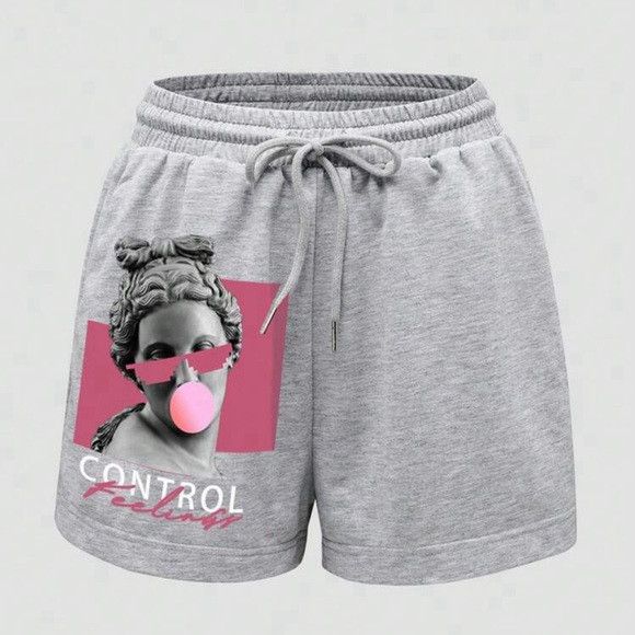 Other Figure Graphic Drawstring Waist Shorts Size 27" / US 4 / IT 40 - 1 Thumbnail