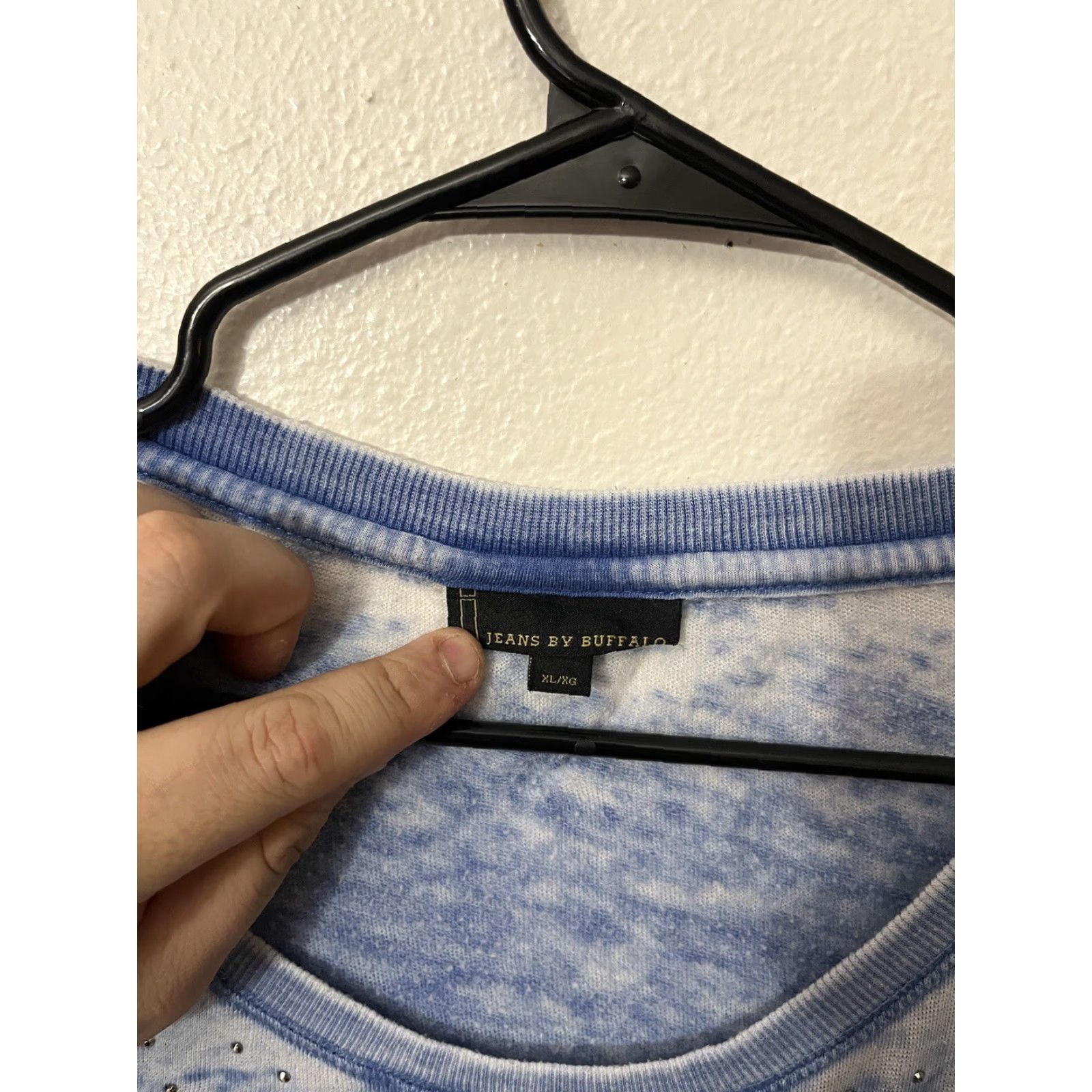 Vintage I Jeans By Buffalo Long Sleeve Blue Sweater W/ Rhinestones Size XL Lightweight Size XL / US 12-14 / IT 48-50 - 2 Thumbnail