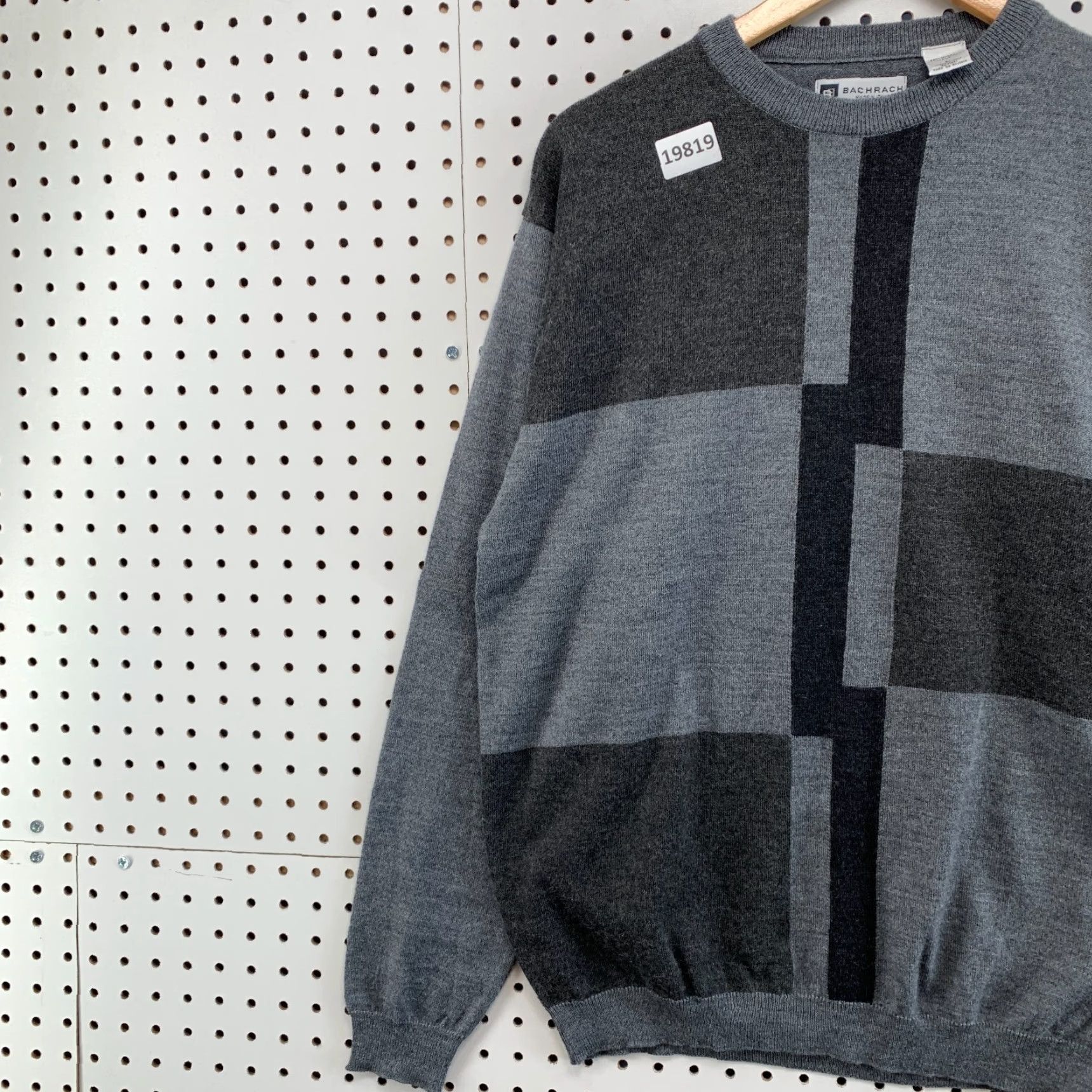 Vintage Bachrach Wool Blend Sweater Gray Made In Italy Long Sleeve Mens Large 22x28 Size US L / EU 52-54 / 3 - 3 Thumbnail