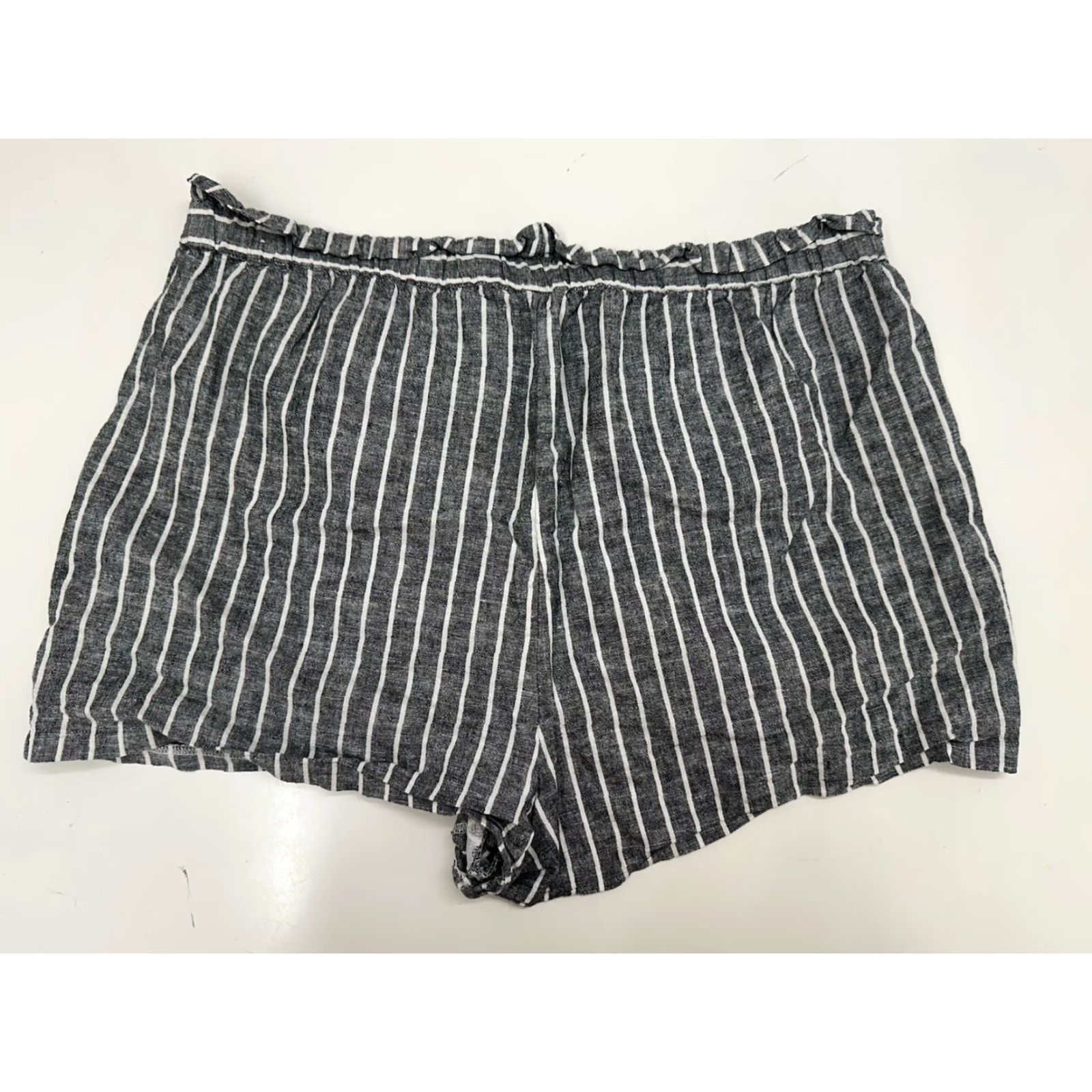 Express Express Womens Shorts Striped Chambray High Rise Elastic Waist Large Gray Size 36" / US 14 / IT 50 - 7 Thumbnail